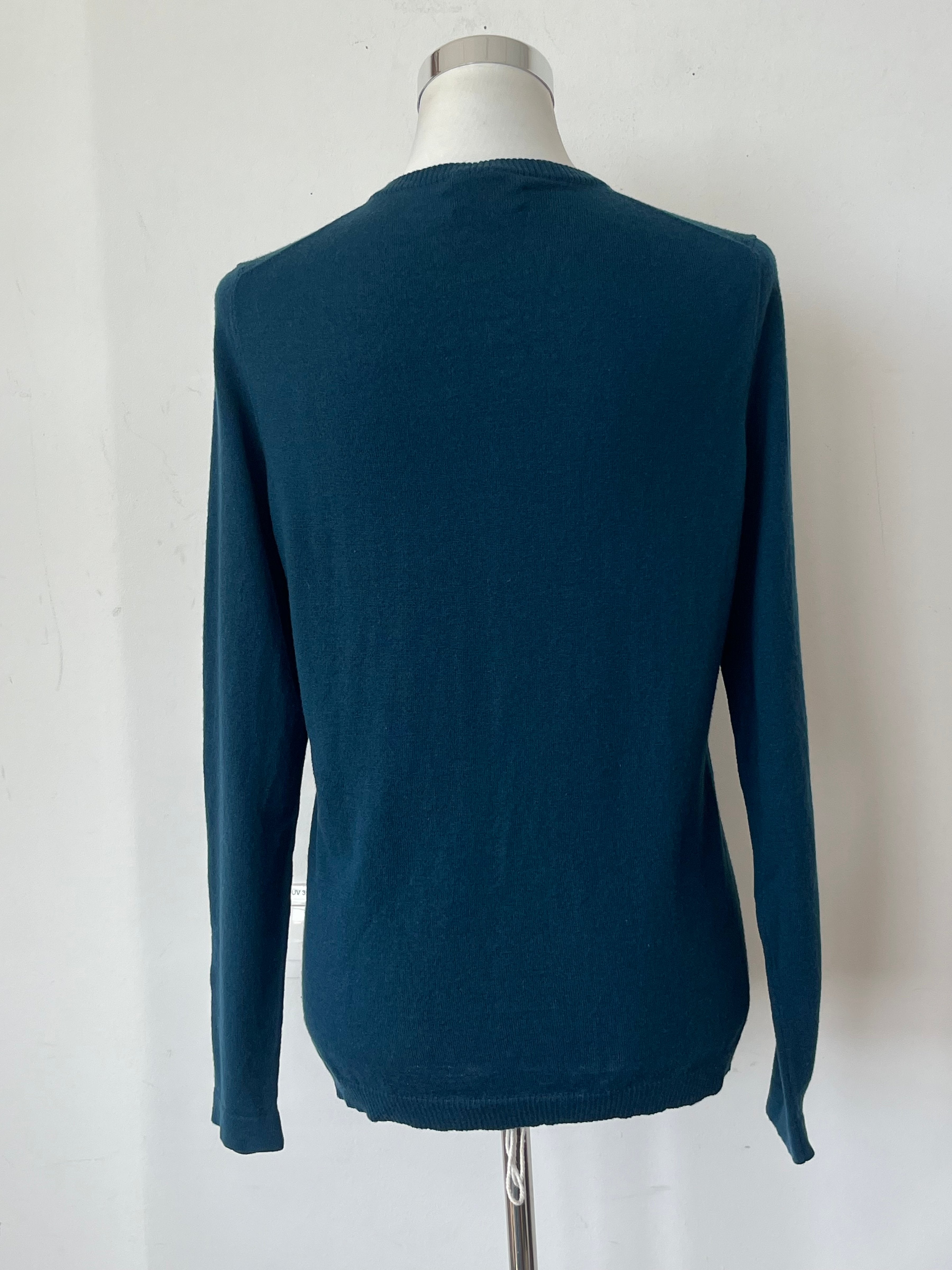Brax Cardigan Cashmino Teal Wool Blend Size 42 Very Good Condition