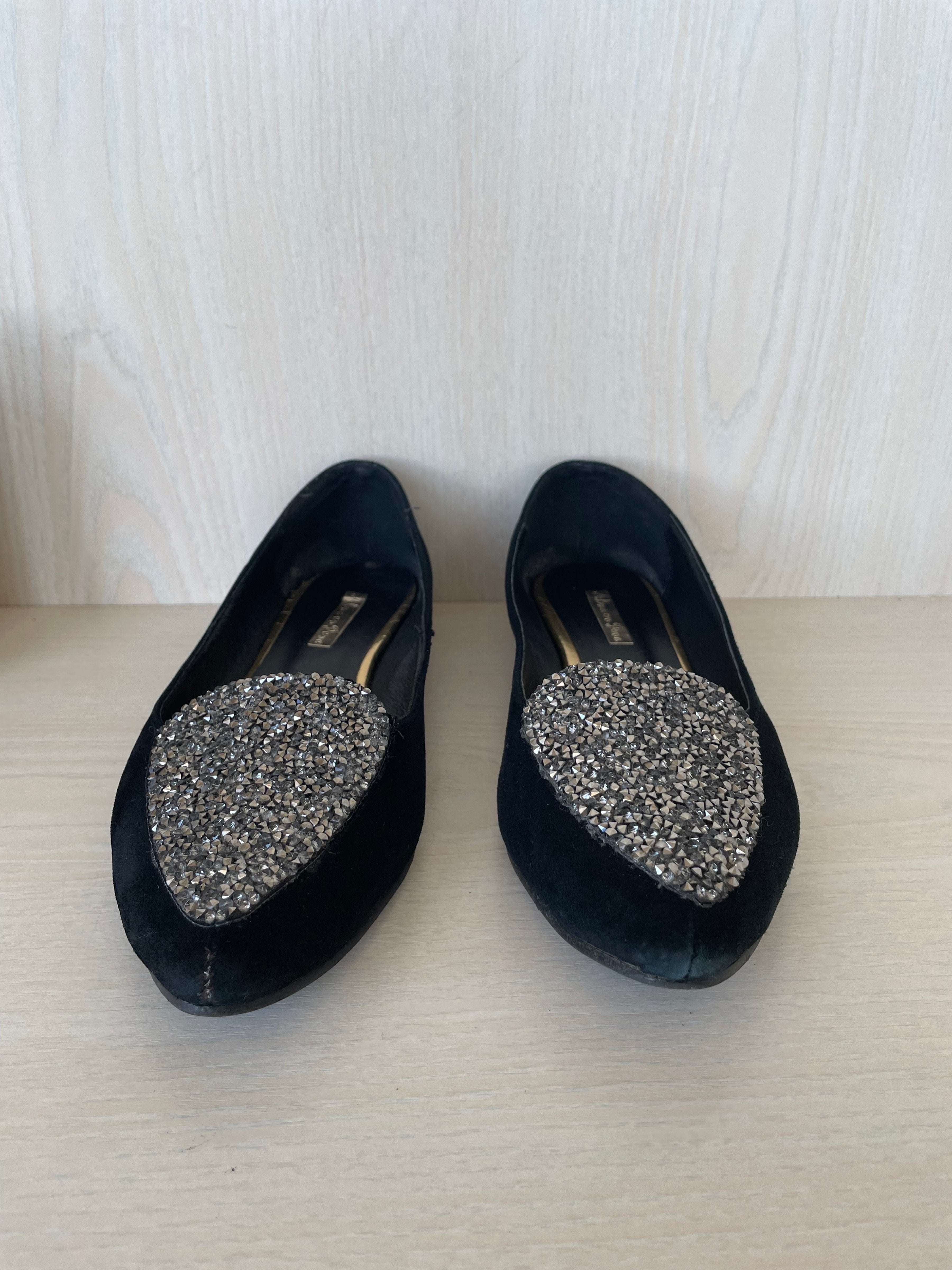 Alma en Pena Black Glitter Flats, EU 38, Very Good Condition