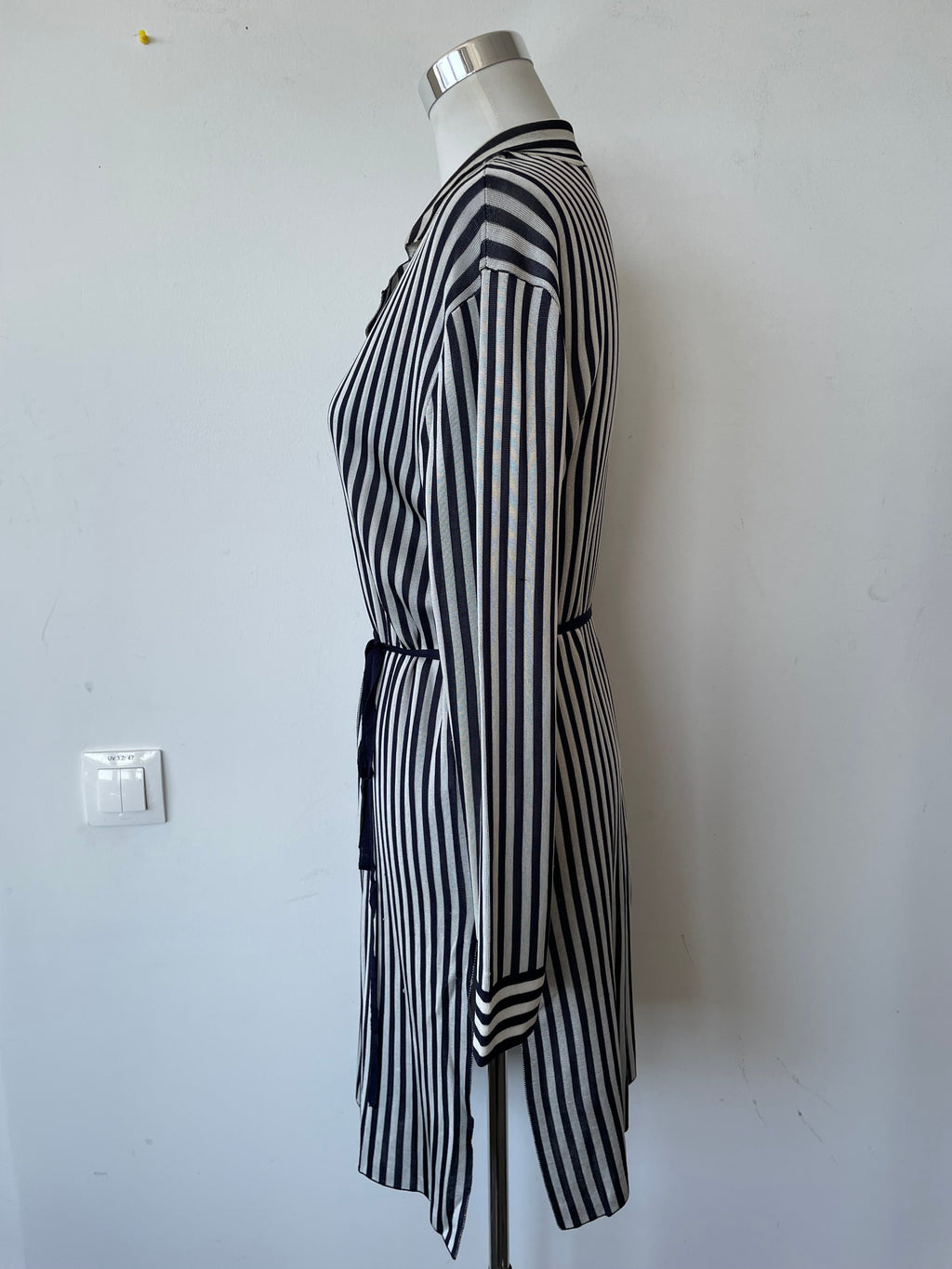 Adolfo Dominguez Striped Shirt Dress, Black/White, Small, Very Good Condition