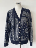 INTHEBOX Bandana Cardigan, Black/White Paisley, Size S, Very Good Condition