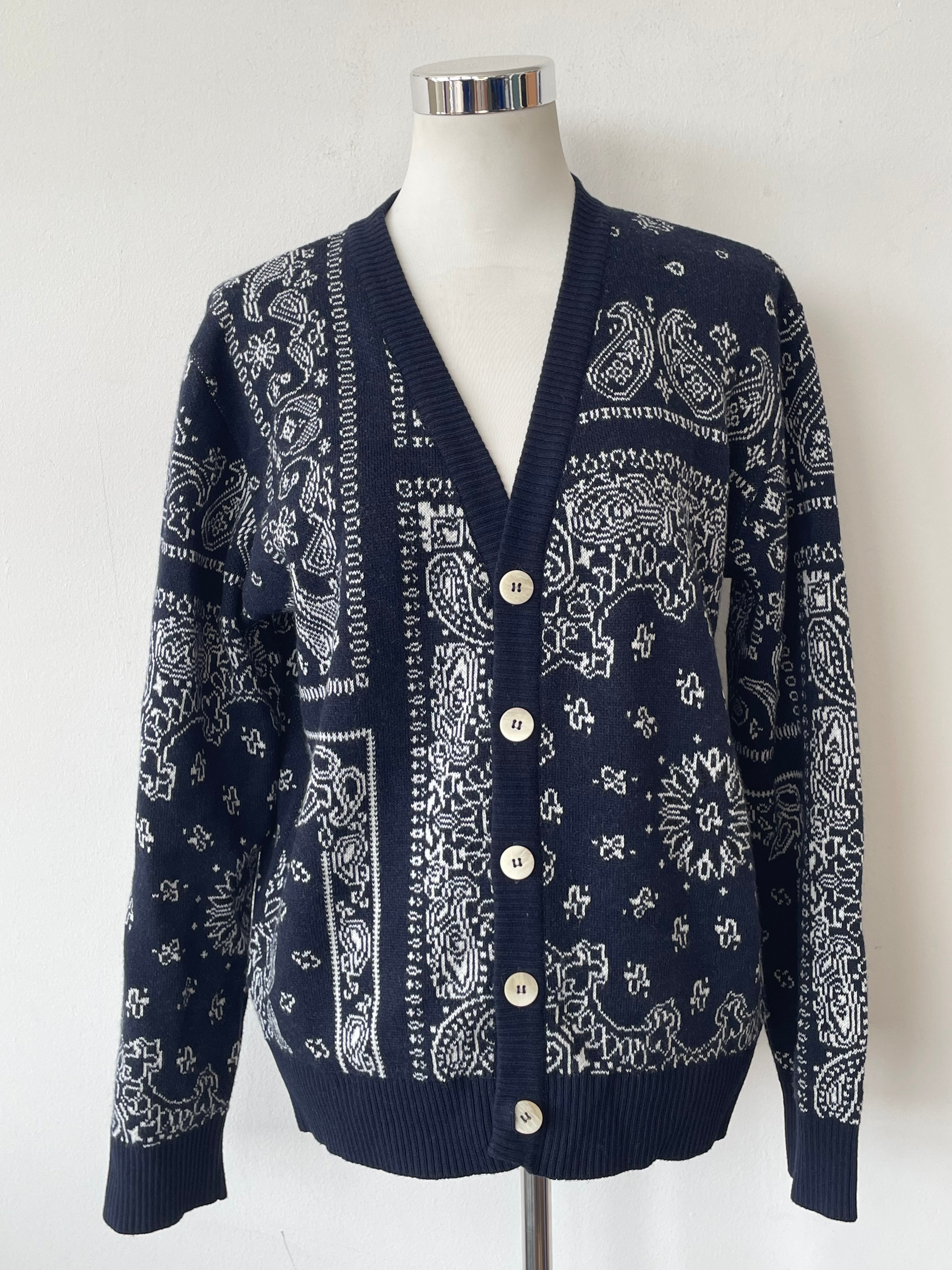 INTHEBOX Bandana Cardigan, Black/White Paisley, Size S, Very Good Condition