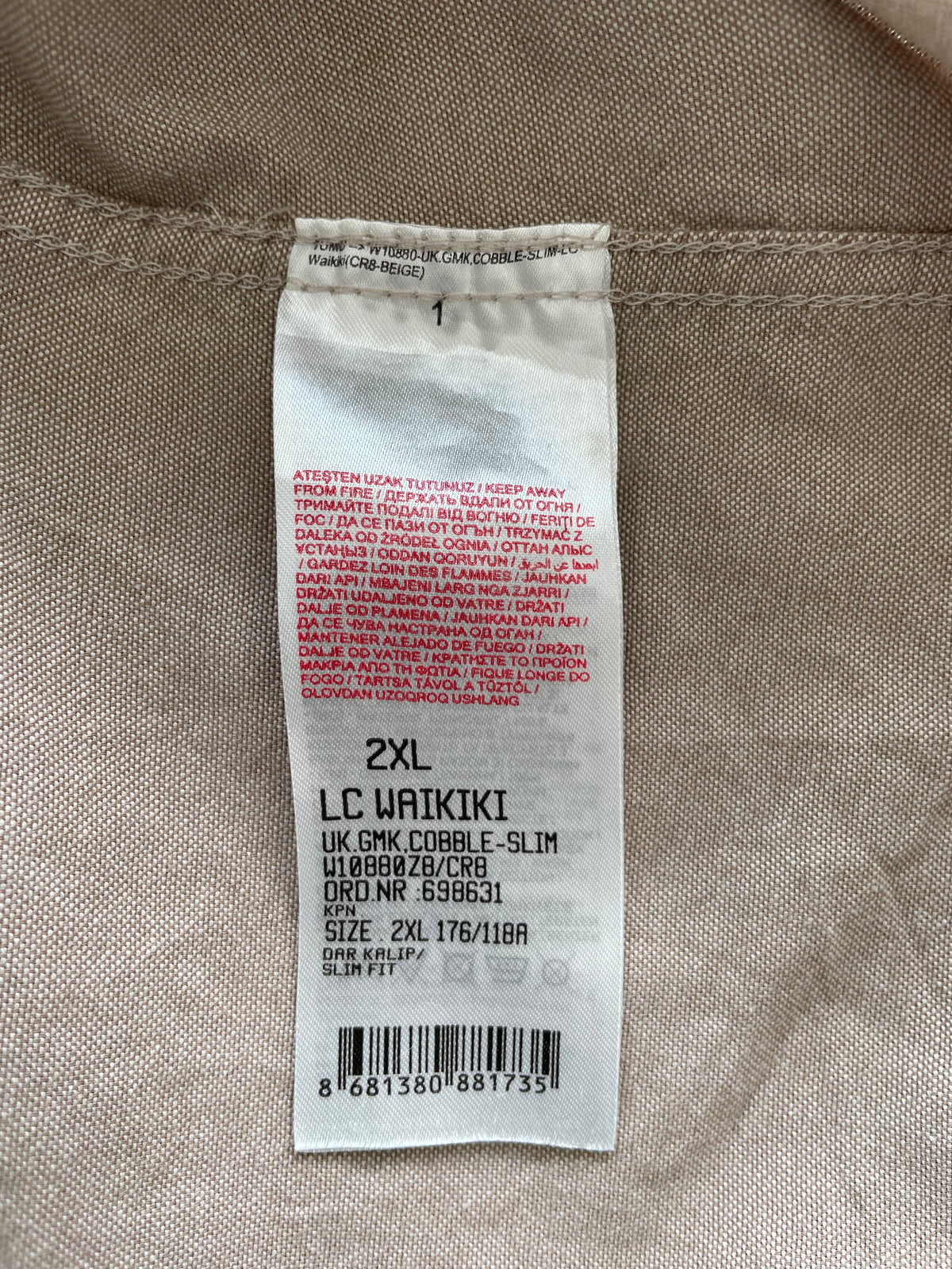 LC Waikiki Beige Slim Fit Shirt, 2XL, Very Good Condition