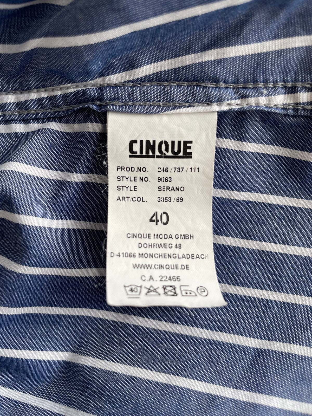Cinque Hemd Serano Blau/Weiß gestreift Gr. 40 EU Sehr Gut