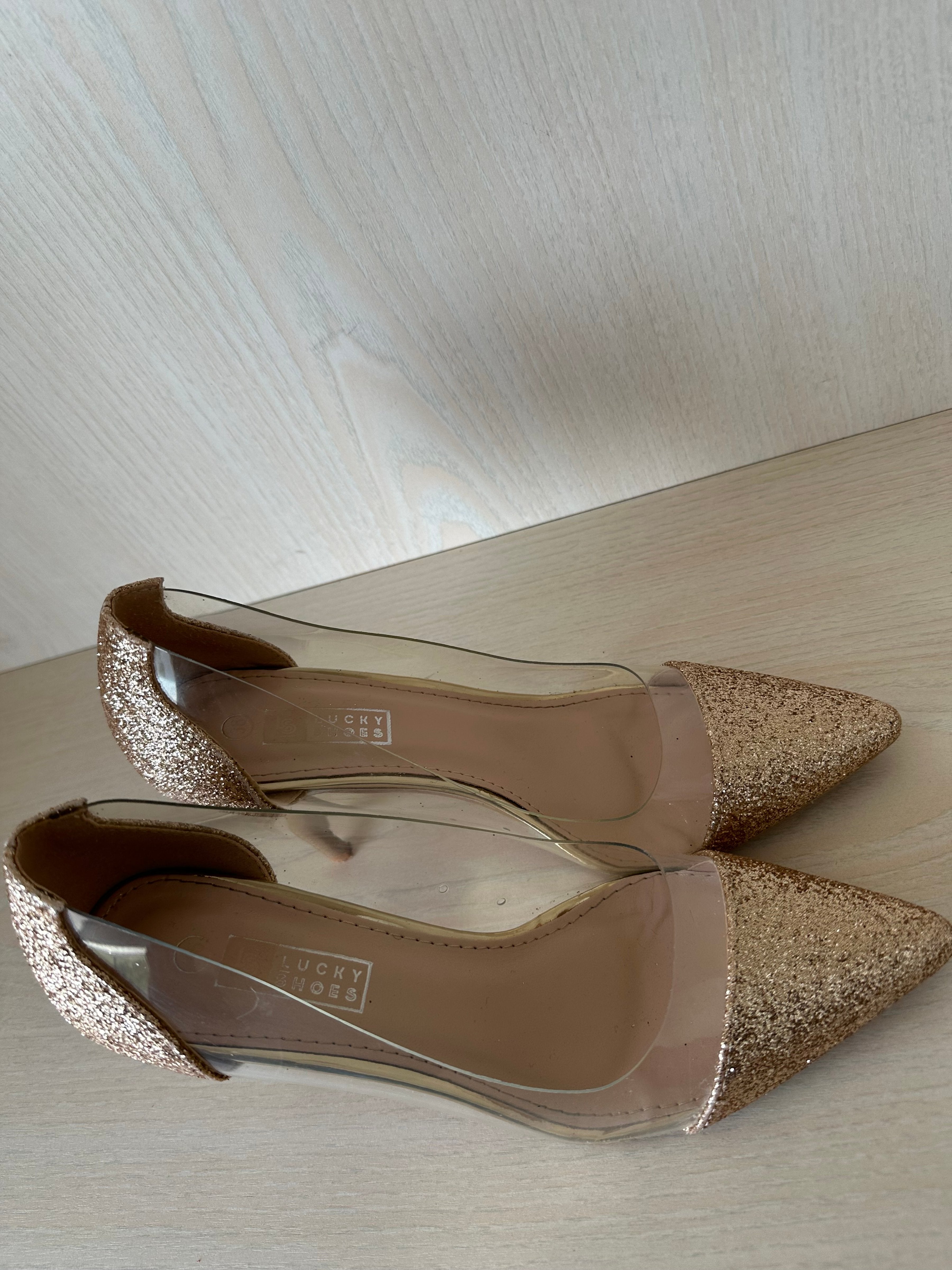 Gianvito Rossi Plexi Pumps, Gr. 36, Klar/Roségold, Sehr Guter Zustand
