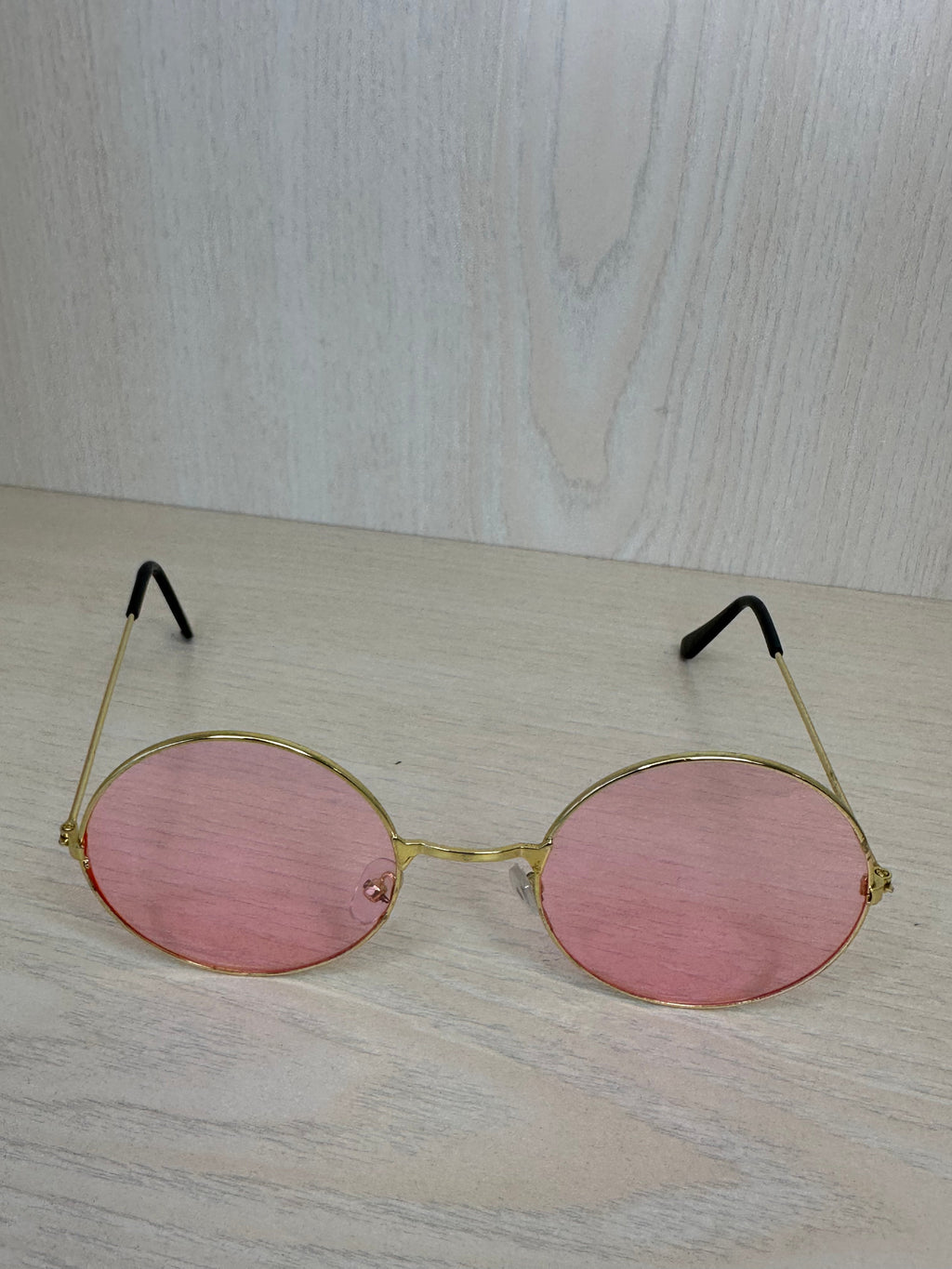 Vintage-Runde Sonnenbrille, Pink/Gold, Unisex, Guter Zustand, Linse 5 cm
