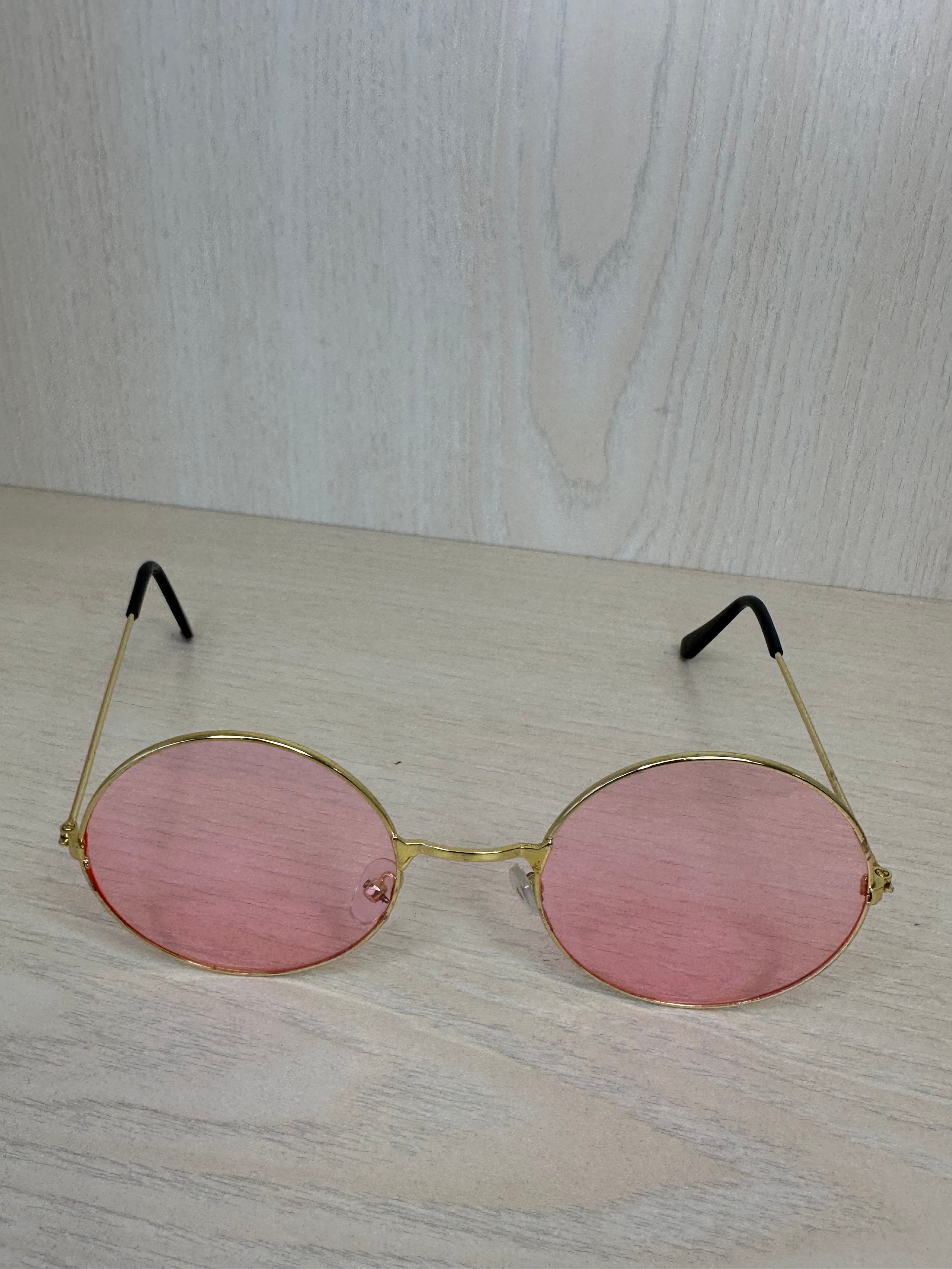 Vintage-Runde Sonnenbrille, Pink/Gold, Unisex, Guter Zustand, Linse 5 cm