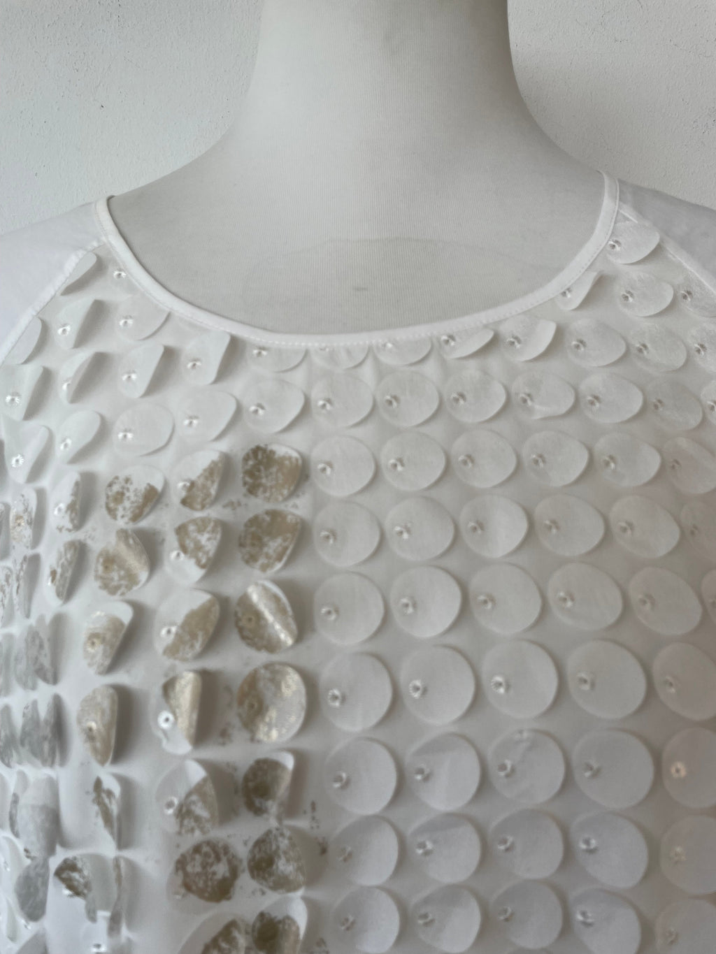 Marie Méro Sequin Top White/Gold, UK 18/EU 44, Good Condition