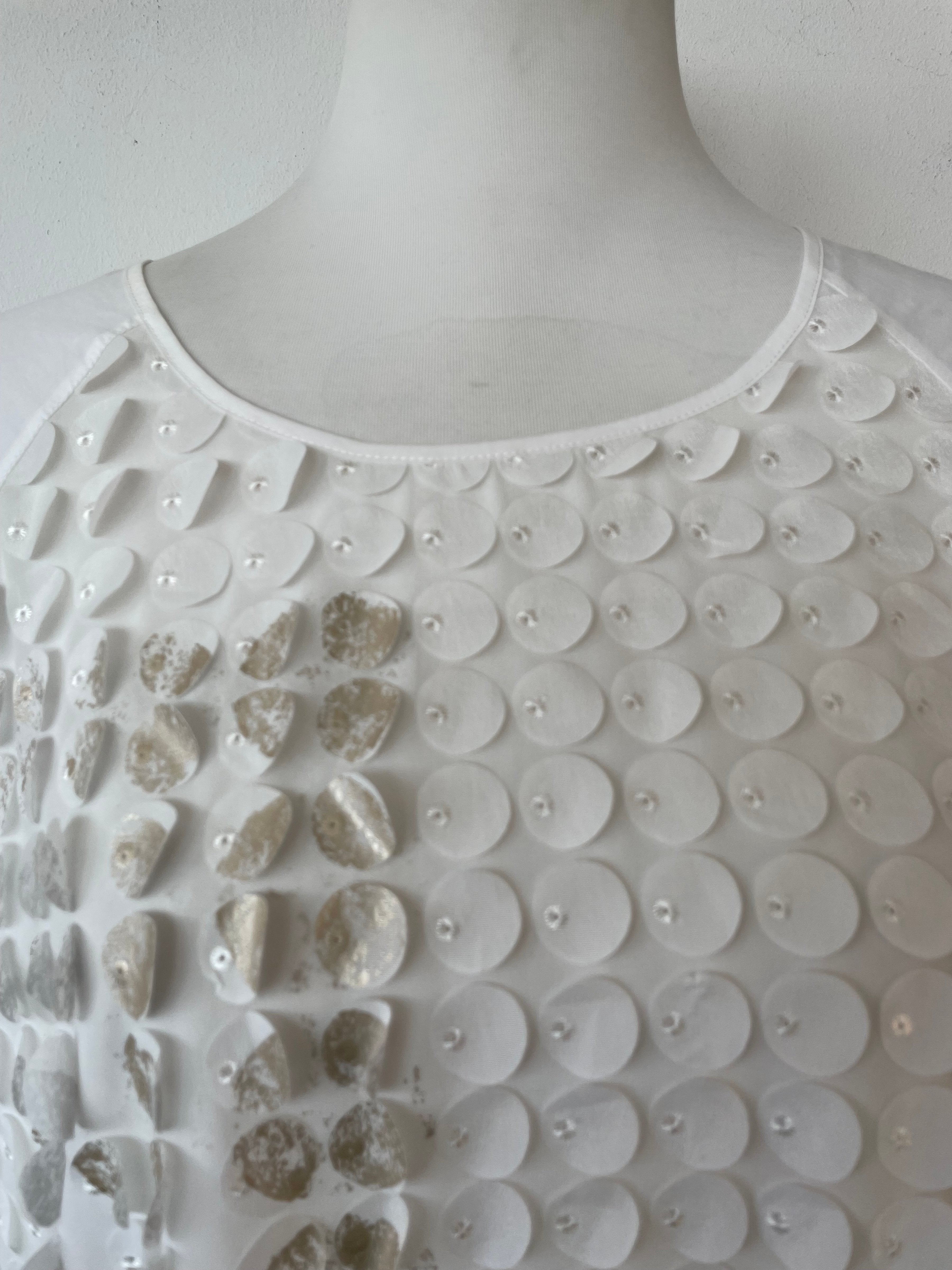 Marie Méro Sequin Top White/Gold, UK 18/EU 44, Good Condition