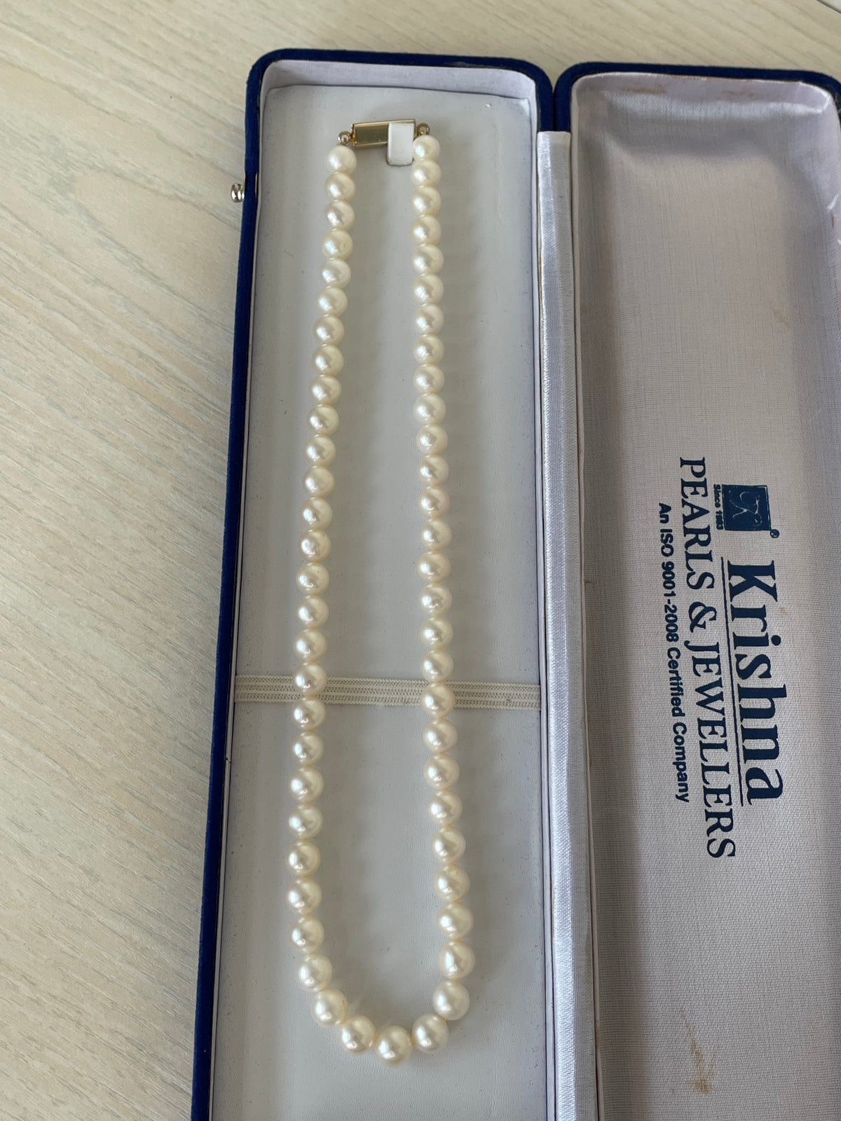 Krishna Perlenkette Akoya, Weiß, 47 cm, Wie Neu