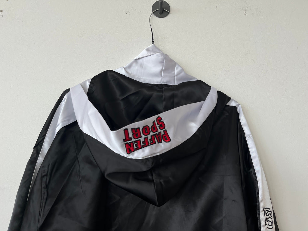 Paffen Sport Satin Boxing Robe, Black/White, Hood & Belt, Very Good Condition