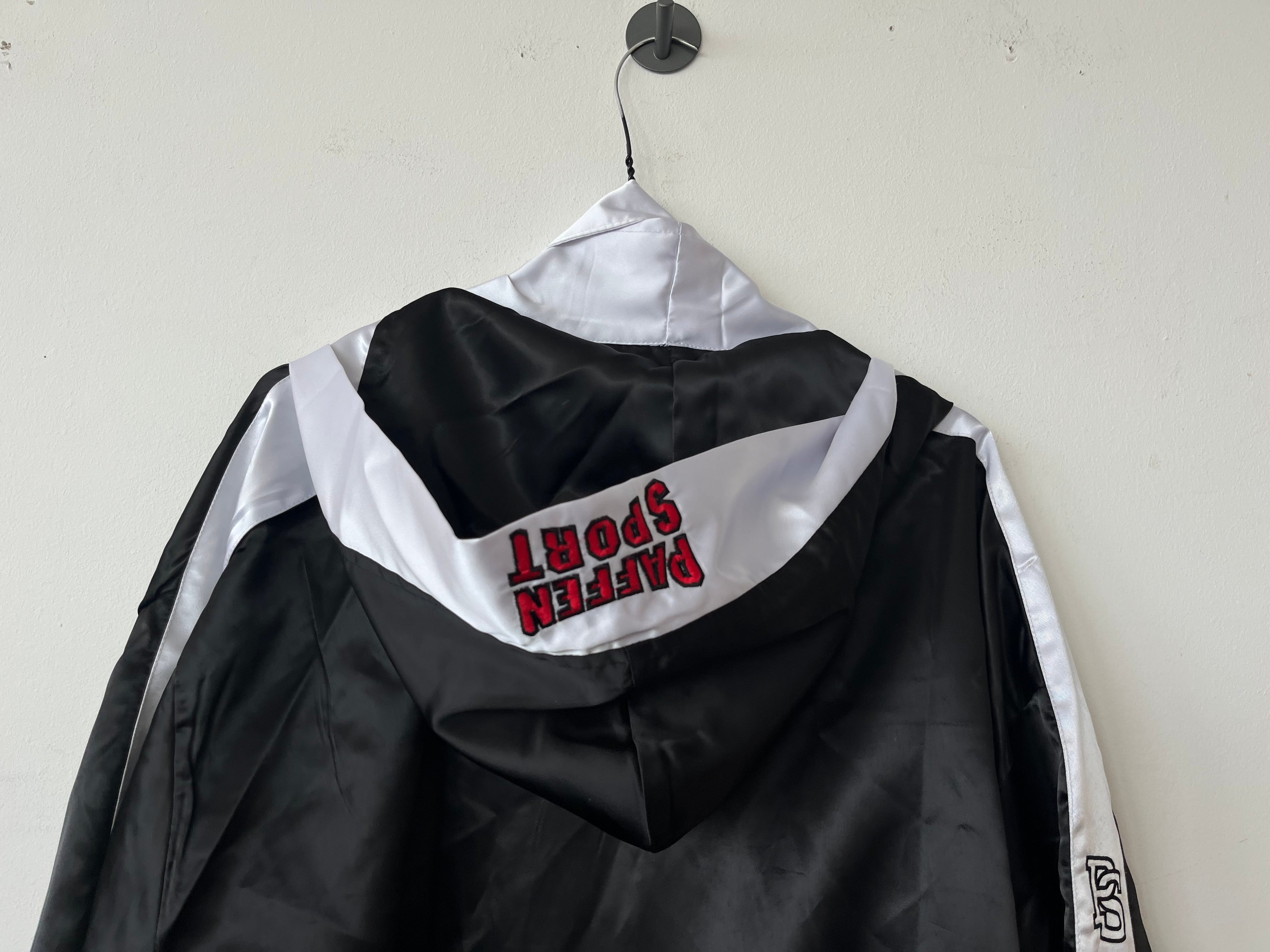 Paffen Sport Satin Boxing Robe, Black/White, Hood & Belt, Very Good Condition