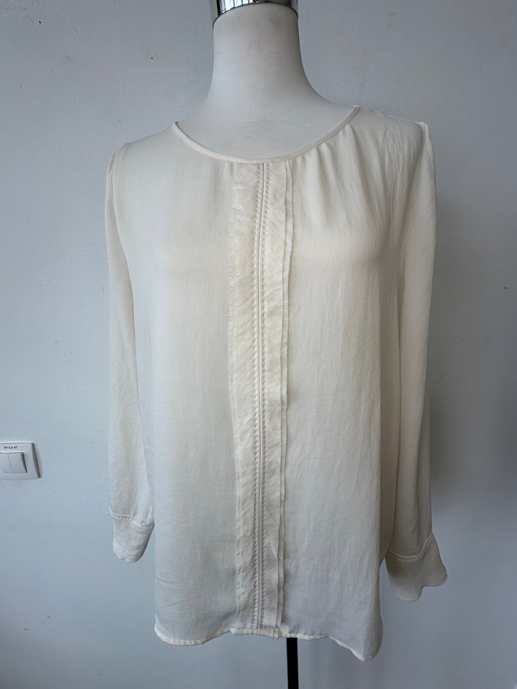 Marc Cain Sheer Long Sleeve Blouse, Ivory, Size M, Very Good Condition