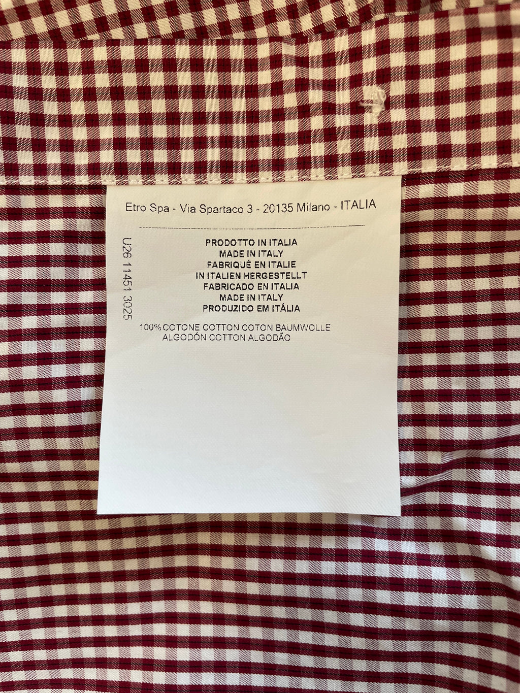 Etro Herrenhemd Größe 42 (L) Rot/Weiß Karo – Sehr Gut – Made in Italy