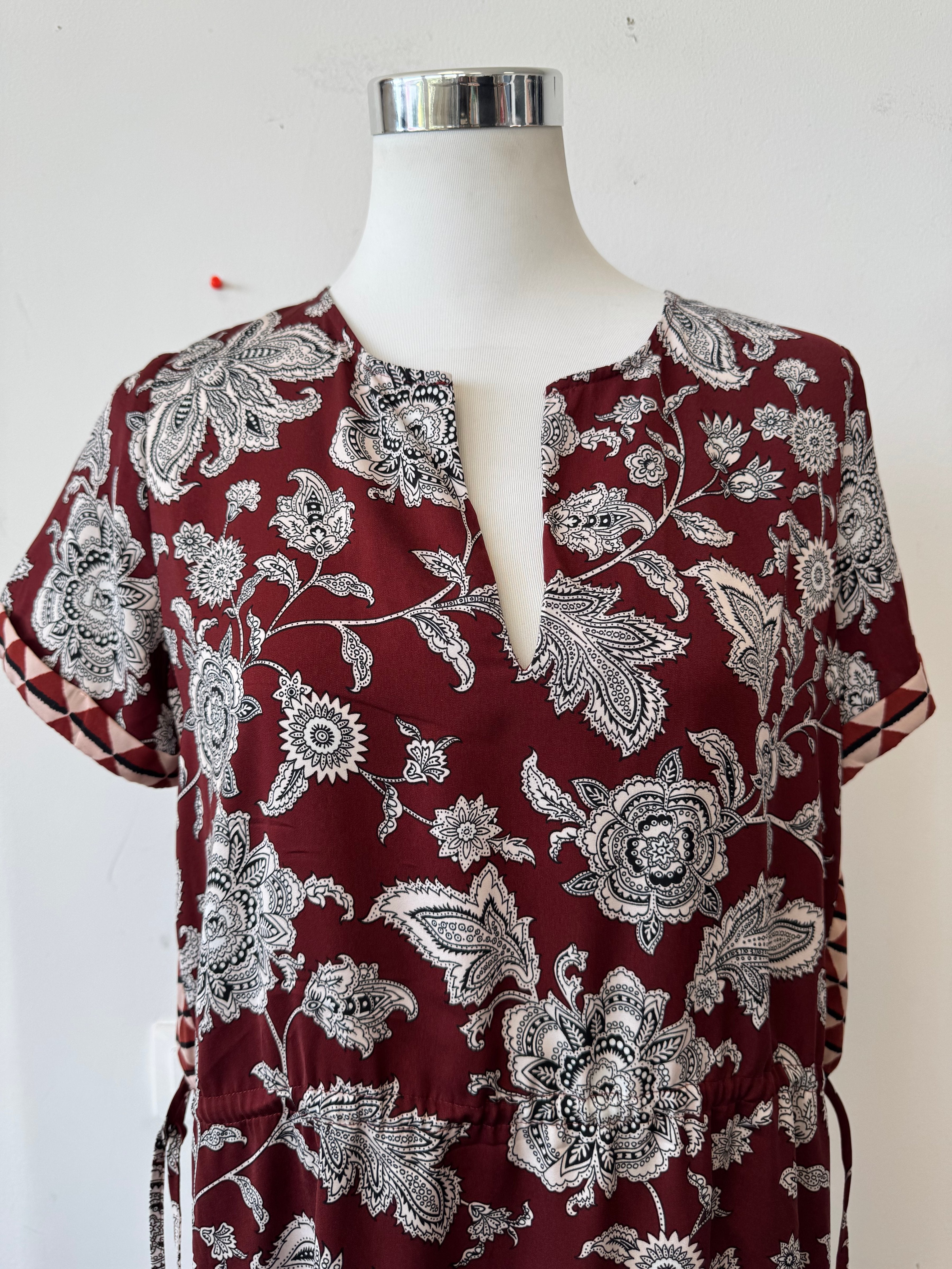 Scotch & Soda Maison Scotch Kleid – S, 100% Polyester, Wein/Weiß, Sehr gut