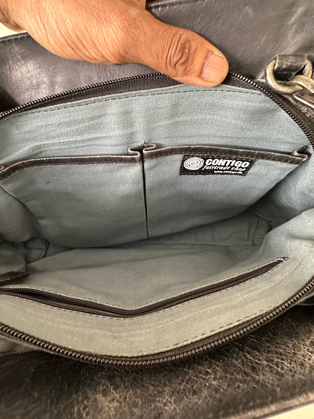 Contigo Fairtrade Ledertasche, mittel, normaler Zustand, braun