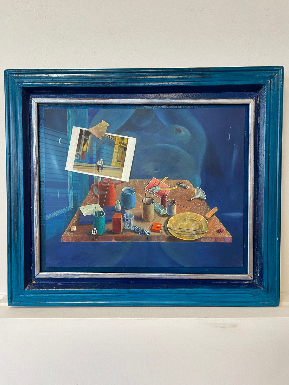 Sigurd Beyer Original Surrealistisches Gemälde Blau Groß Sehr Gut 1998