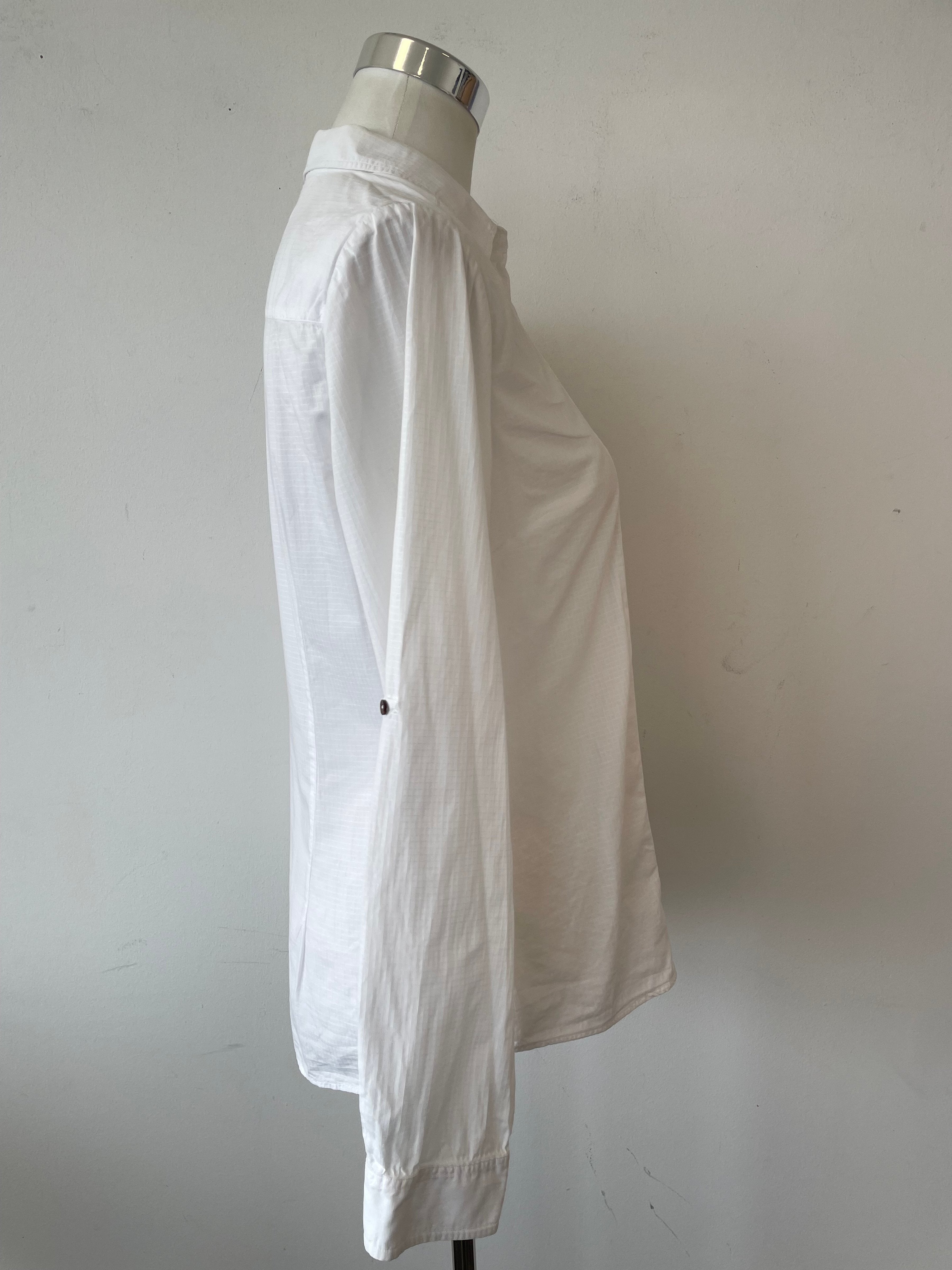 Massimo Dutti White Pintuck Shirt, Size M – Good Condition, Stains Present