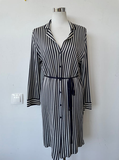 Adolfo Dominguez Gestreiftes Hemdkleid, Schwarz-Weiß, Gr. S, Sehr Gut