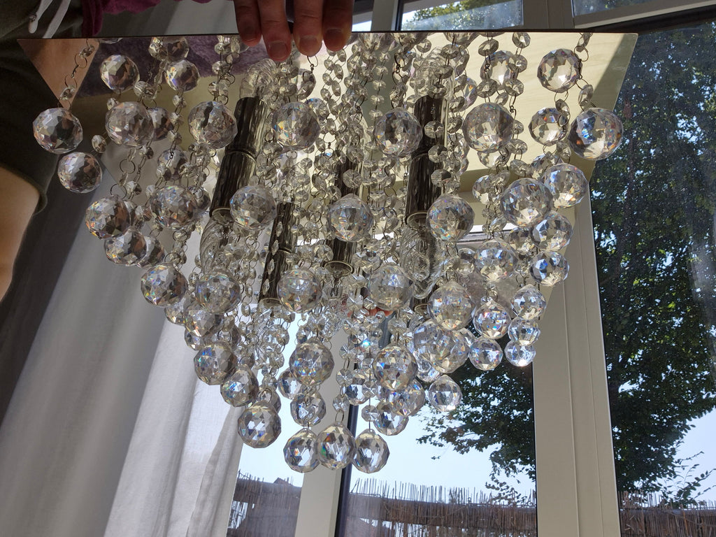 Lindby “Yareli” Crystal Ceiling Light, 42cm, Clear & Silver, Good Condition
