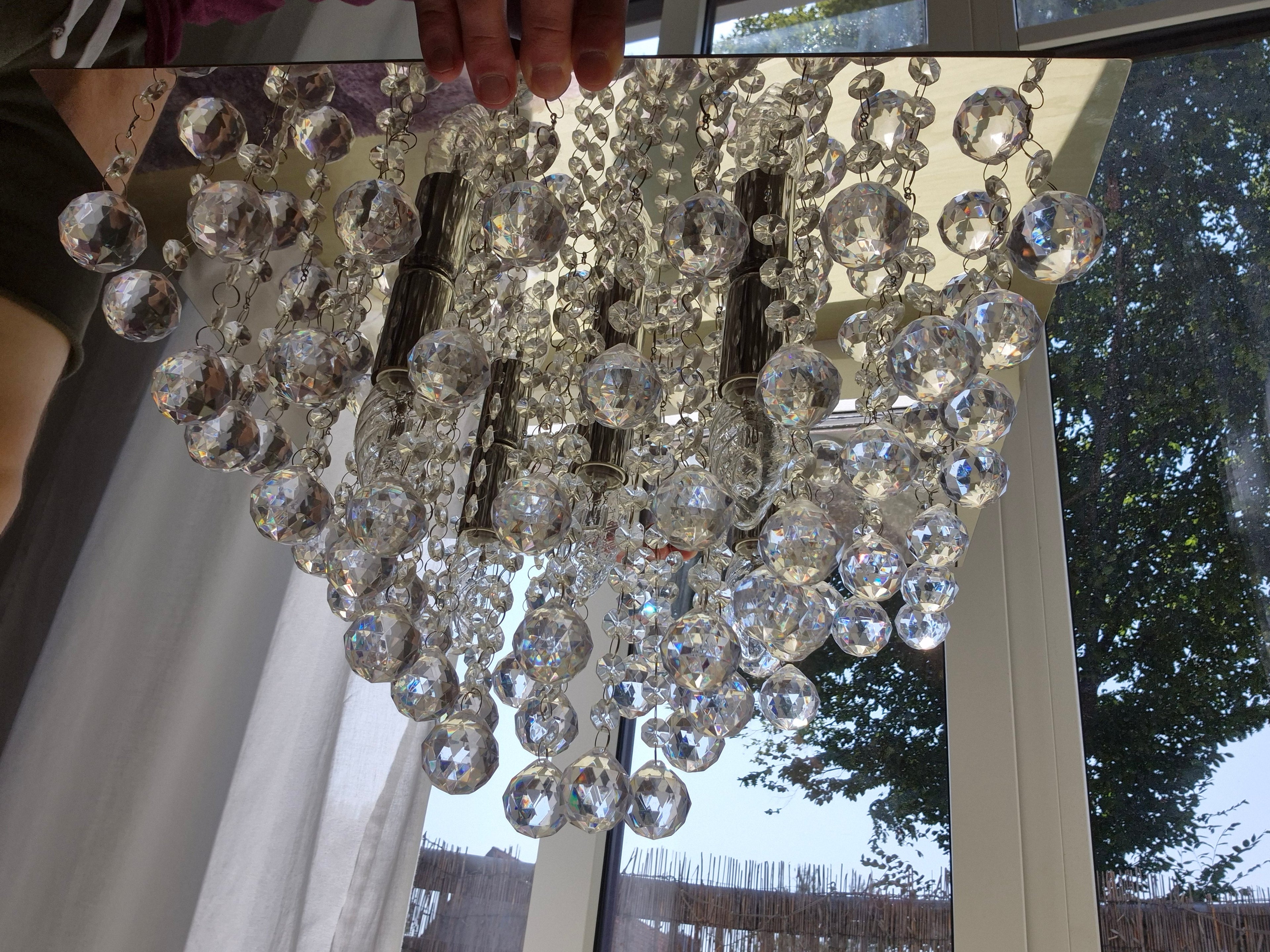 Lindby “Yareli” Crystal Ceiling Light, 42cm, Clear & Silver, Good Condition