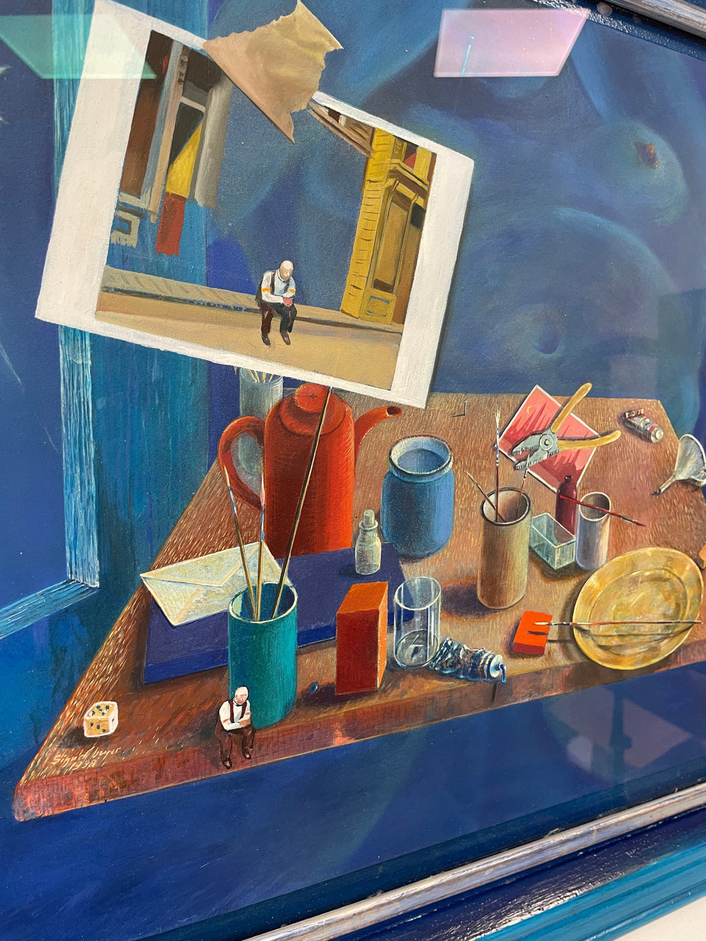Sigurd Beyer Original Surrealistisches Gemälde Blau Groß Sehr Gut 1998