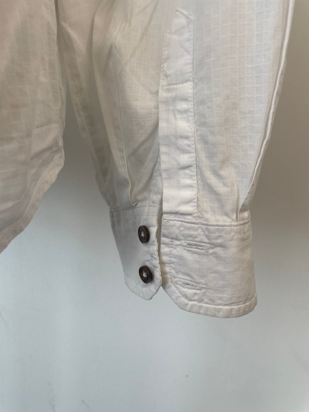 Massimo Dutti White Pintuck Shirt, Size M – Good Condition, Stains Present