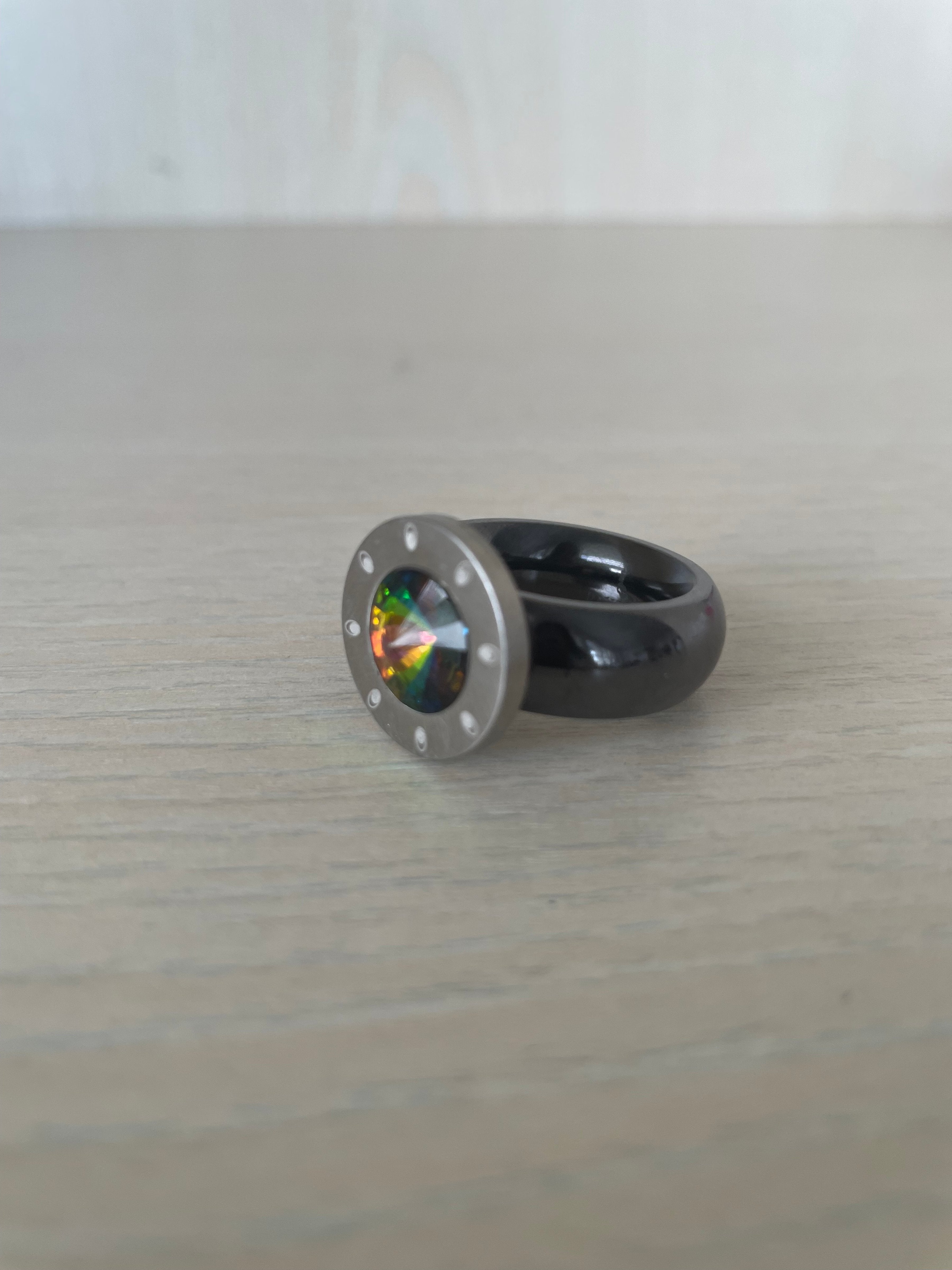 Pavo Real Wechselring, Schwarzstahl, 6 Tops, Gr. 65–66, sehr guter Zustand