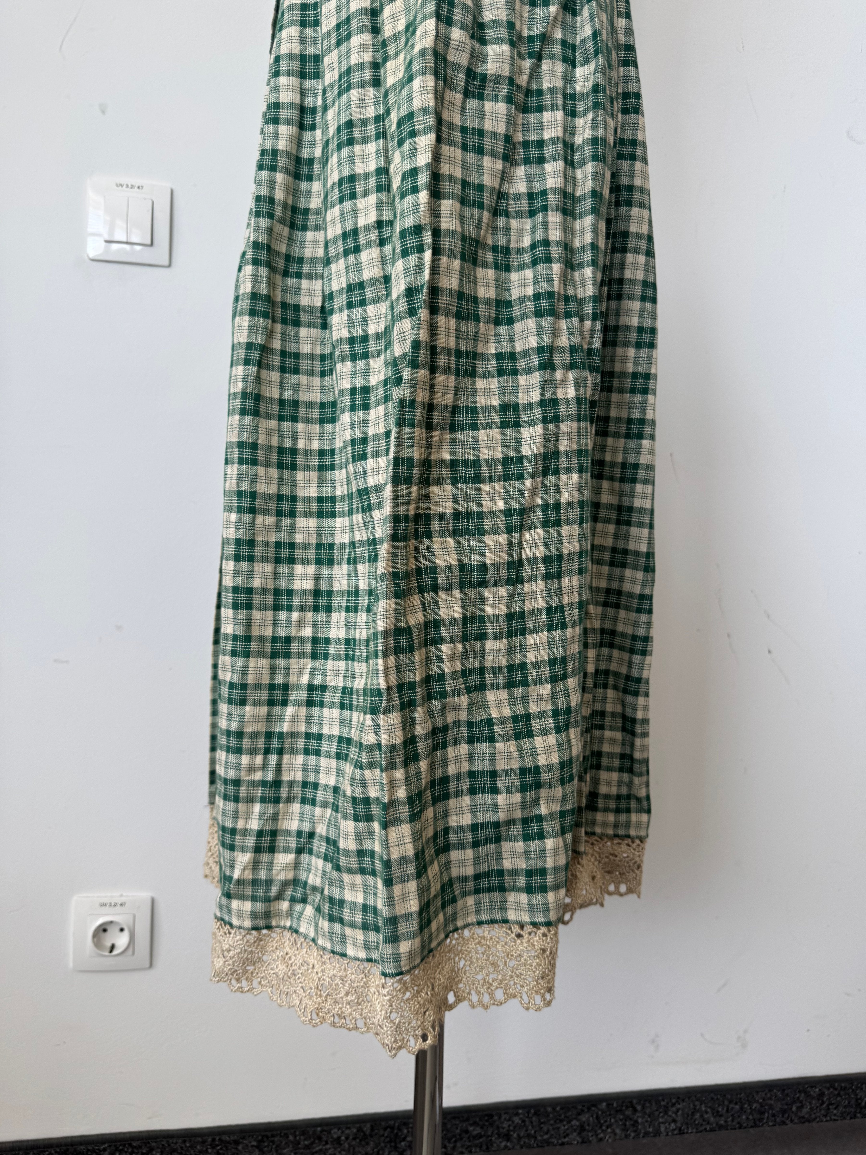 Your Sixth Sense Traditional Dirndl Dress M Beige Green Linen Very Good Condition