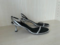 Neous Strappy Kitten Heel Sandals, Silver/Black, Size 38 EU, Like New