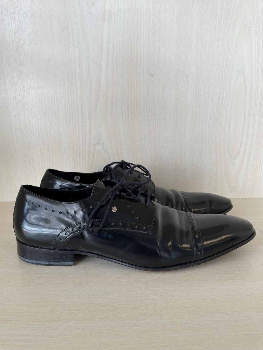 Pedro Camino Black Leather Brogue Oxfords, Size 43 EU, Very Good Condition
