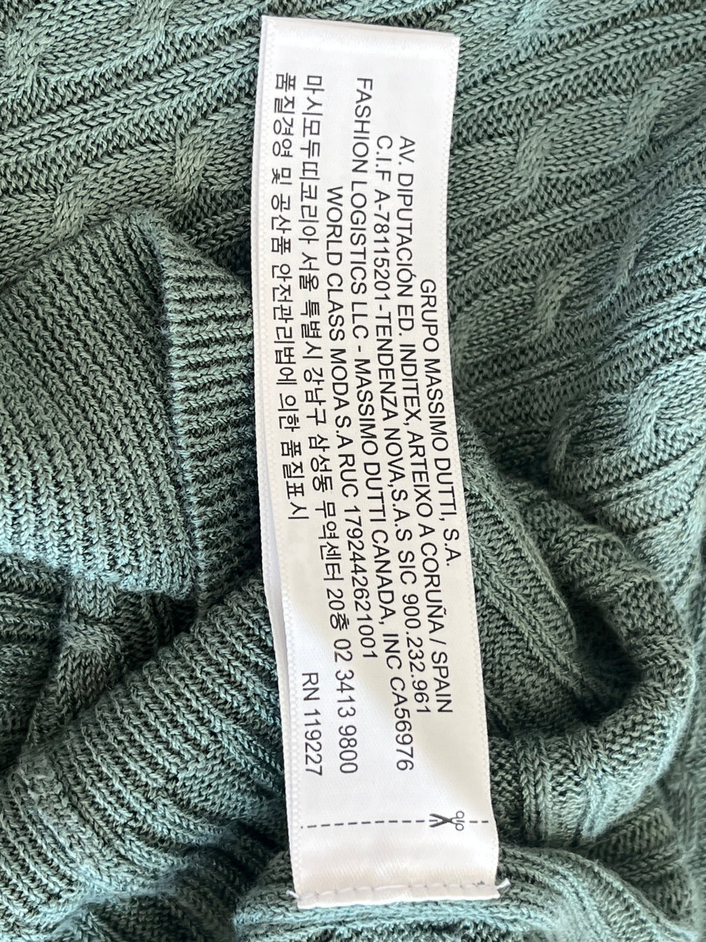 Massimo Dutti Grüner V-Ausschnitt Pullover, Größe L, Wie Neu