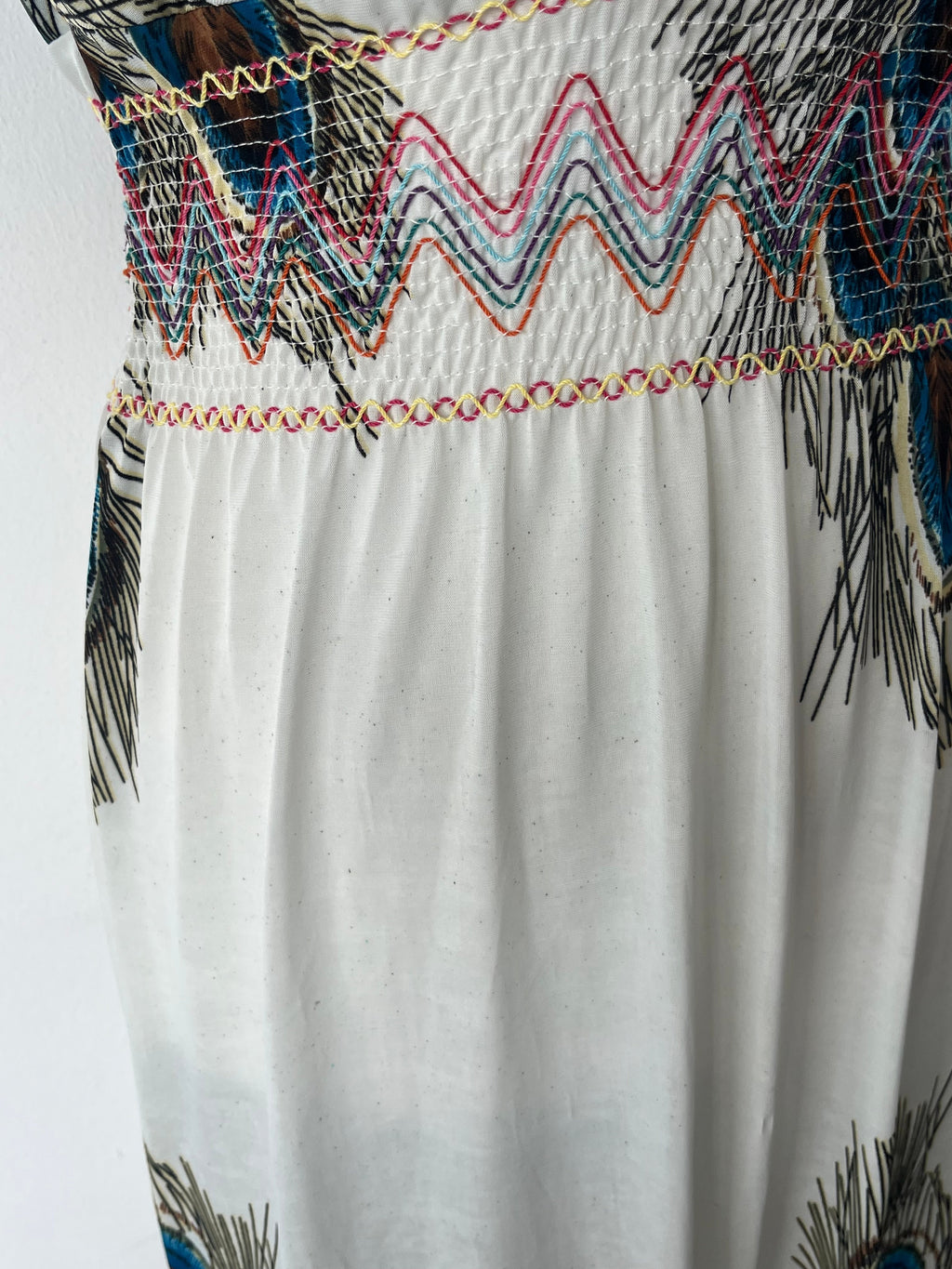 Seductive Streetwear Peacock Maxi Dress, Medium, White, Normal Use