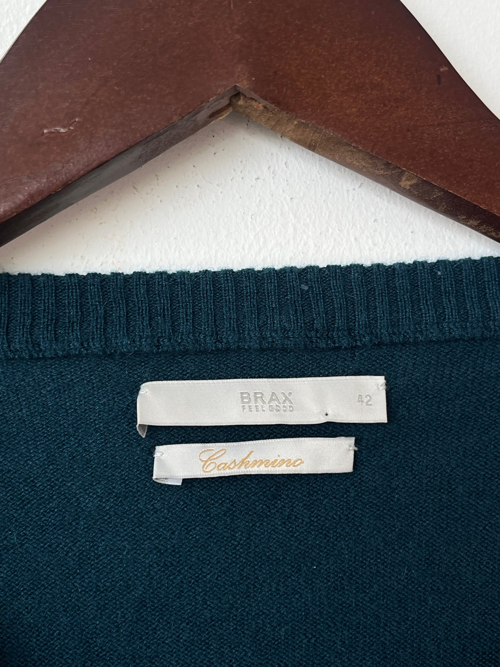 Brax Cardigan Cashmino Teal Wool Blend Size 42 Very Good Condition