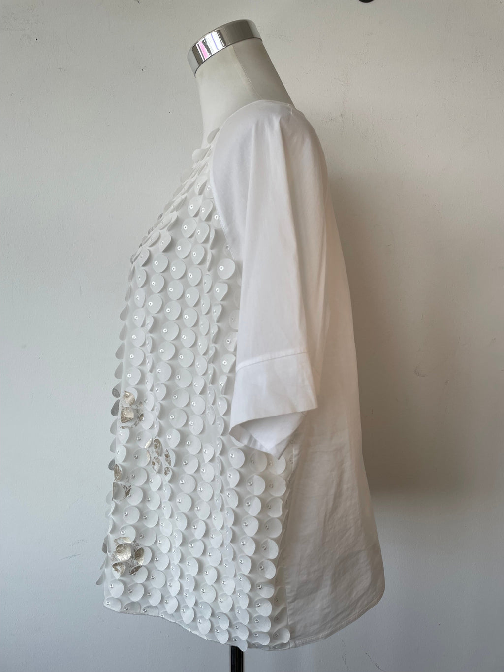 Marie Méro Sequin Top White/Gold, UK 18/EU 44, Good Condition