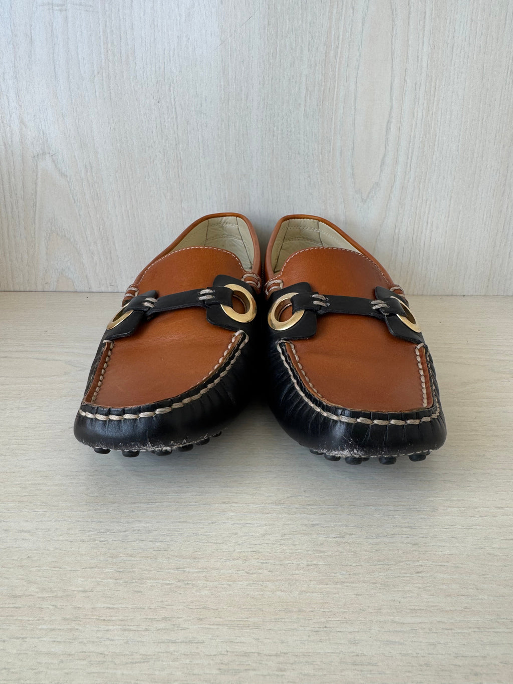 Tod’s Horse Bit Loafers EU 39.5 Brown/Black Leather Very Good Condition