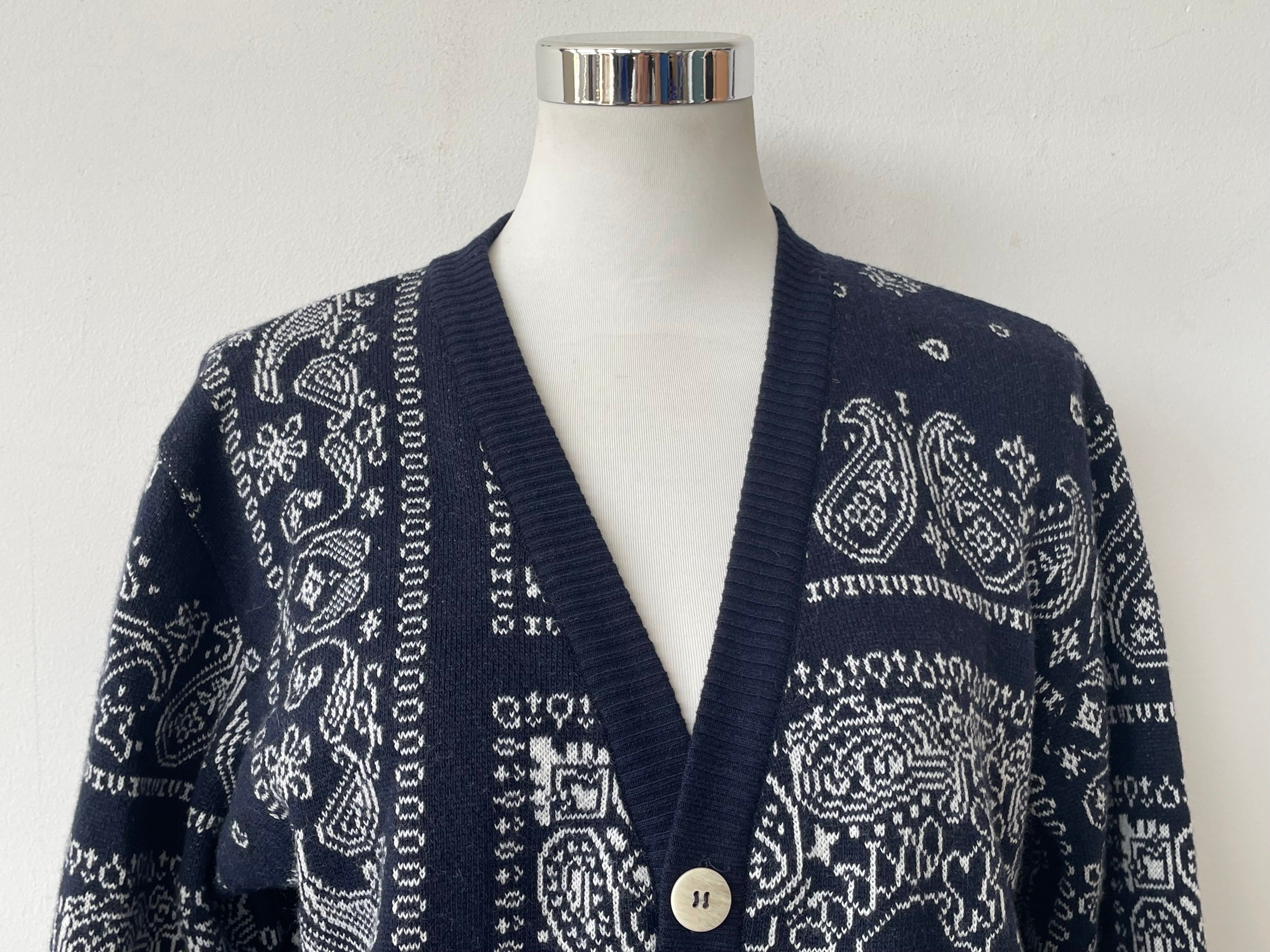 INTHEBOX Bandana Cardigan, Black/White Paisley, Size S, Very Good Condition