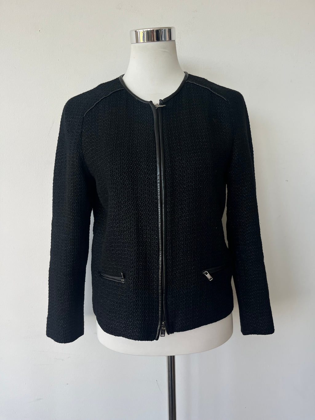 Massimo Dutti Black Textured Jacket, Medium, Very Good Condition