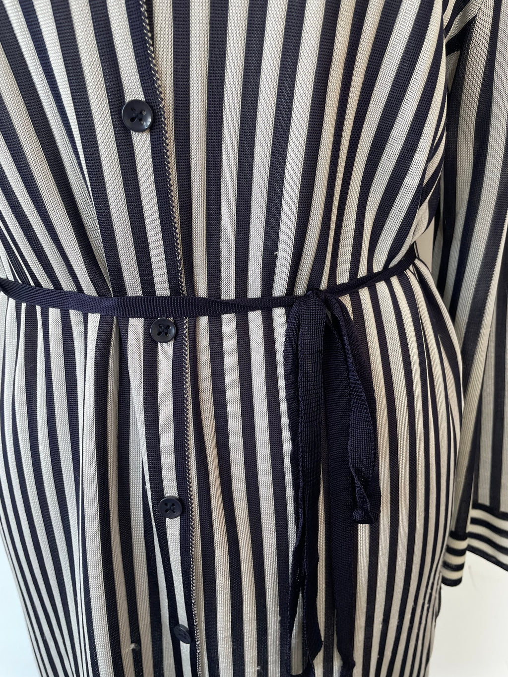 Adolfo Dominguez Striped Shirt Dress, Black/White, Small, Very Good Condition