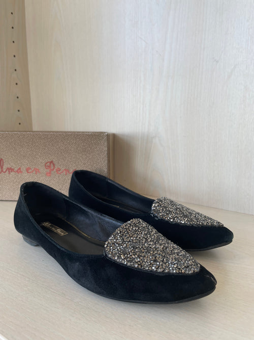 Alma en Pena Glitter Ballerinas, Schwarz/Silber, EU 38, Sehr Gut