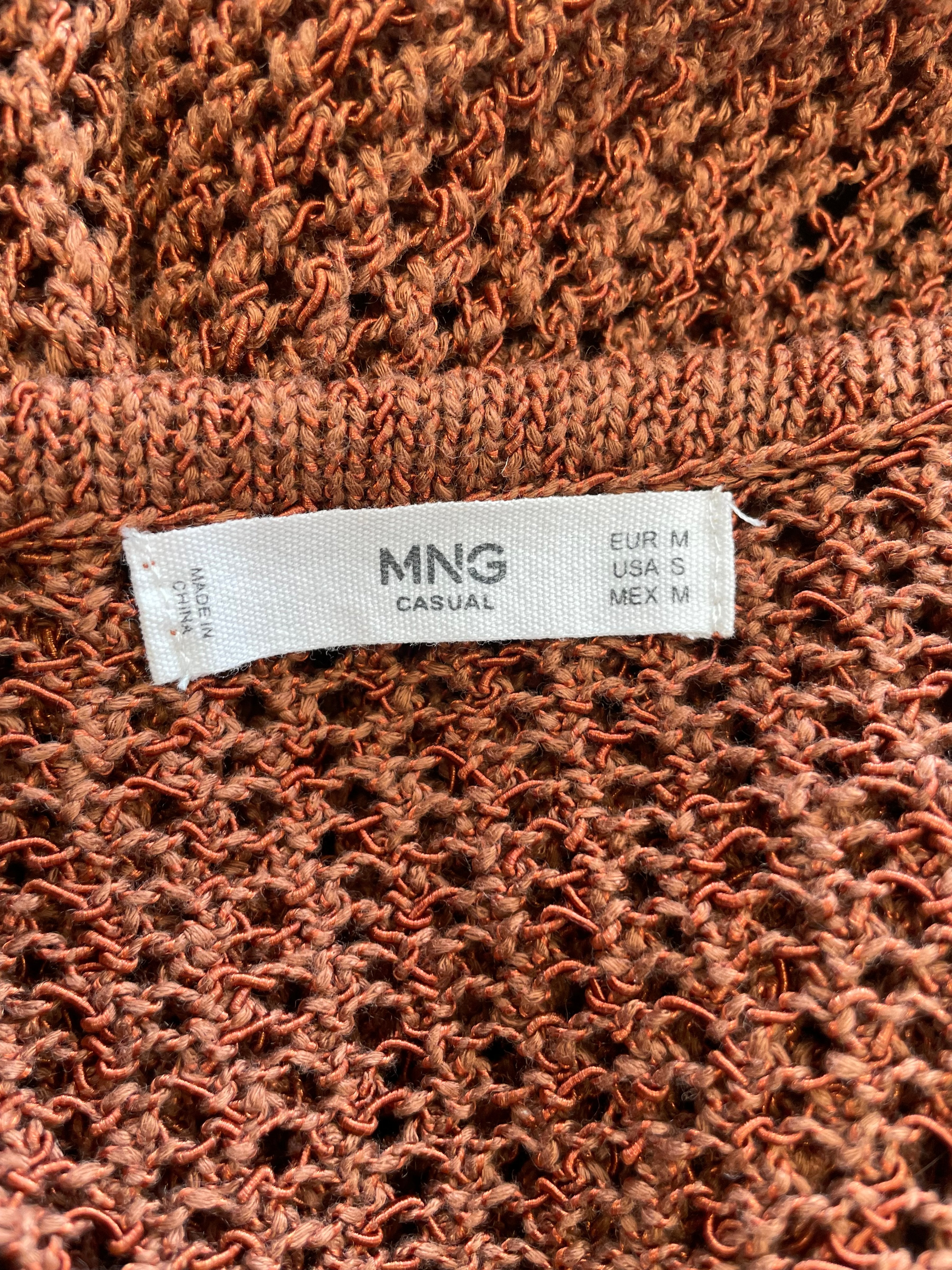 MNG Casual Häkelpullover Braun Gr. M Sehr Gut