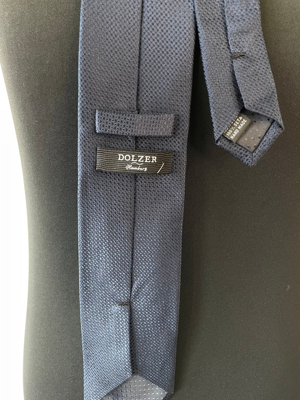 Dolzer Seidenkrawatte, Navy Blau, 158x8 cm, Sehr Guter Zustand