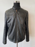 Unbekannte Leder Bikerjacke Schwarz M, Zustand: Stark gebraucht