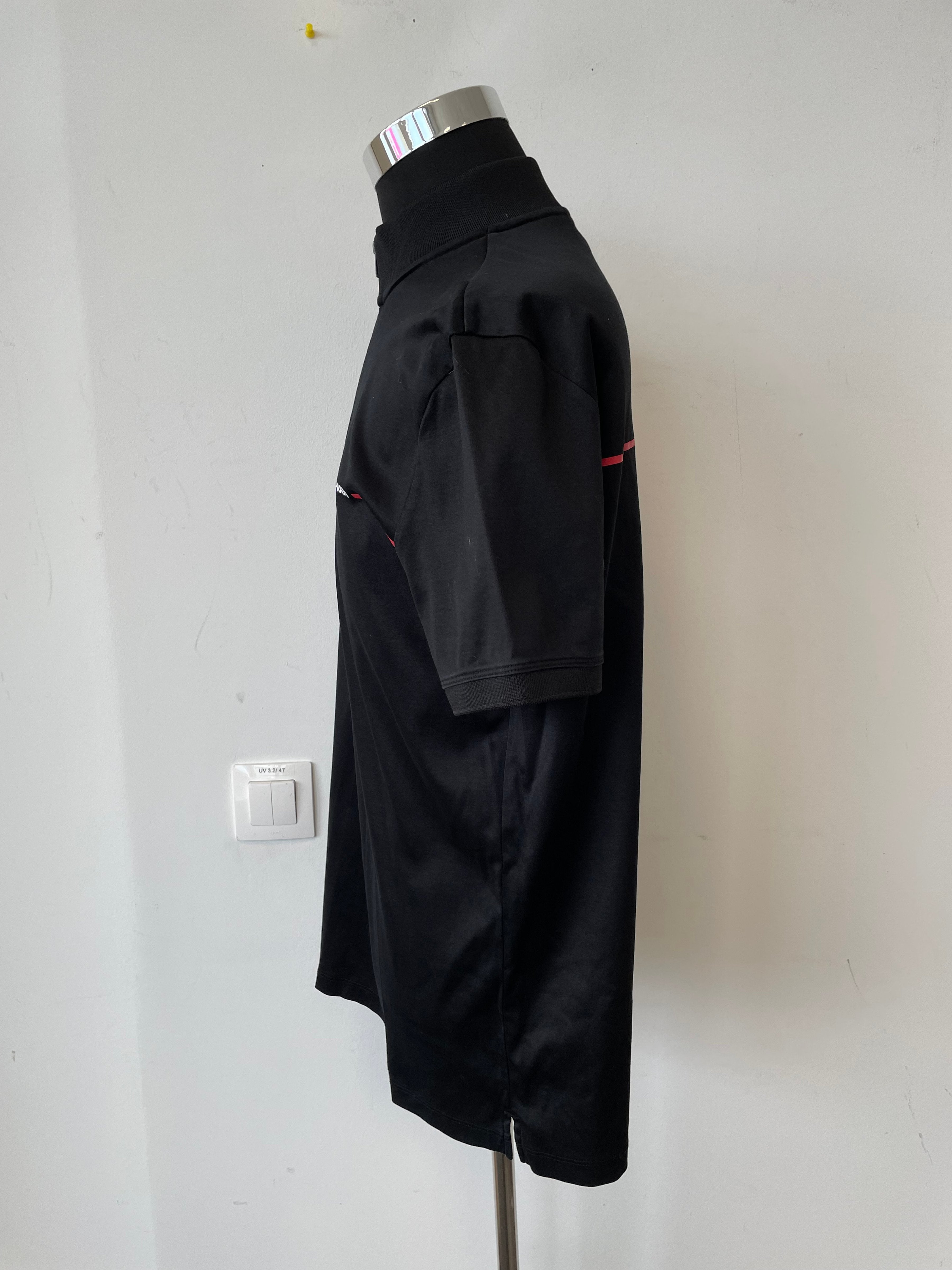 HUGO by Hugo Boss Quarter-Zip Polo, Black/Red Trim, Size M, Very Good