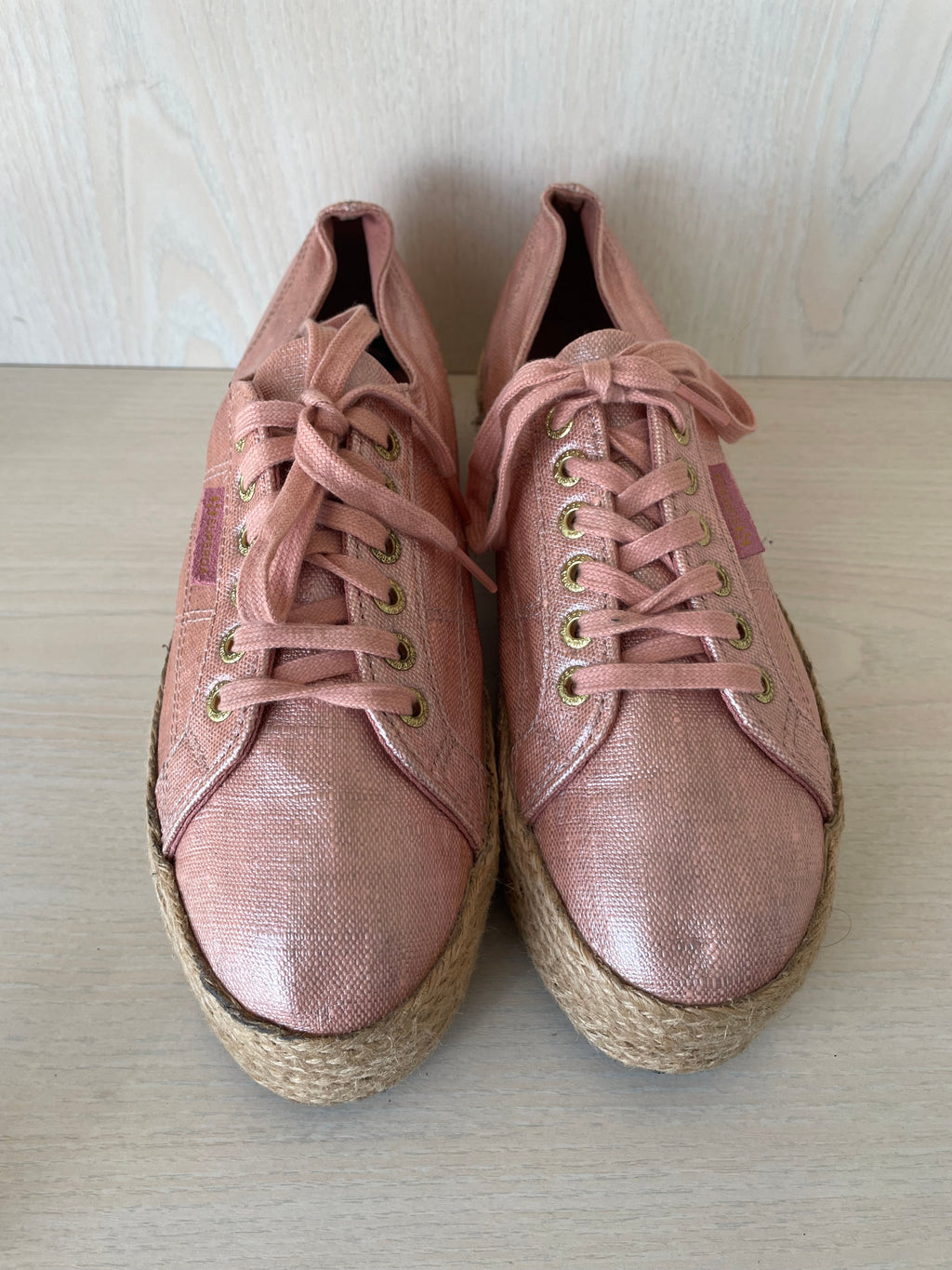 Superga 2790 Rope Metallic Platform Sneakers, Rose Gold, EU 42, Good Condition