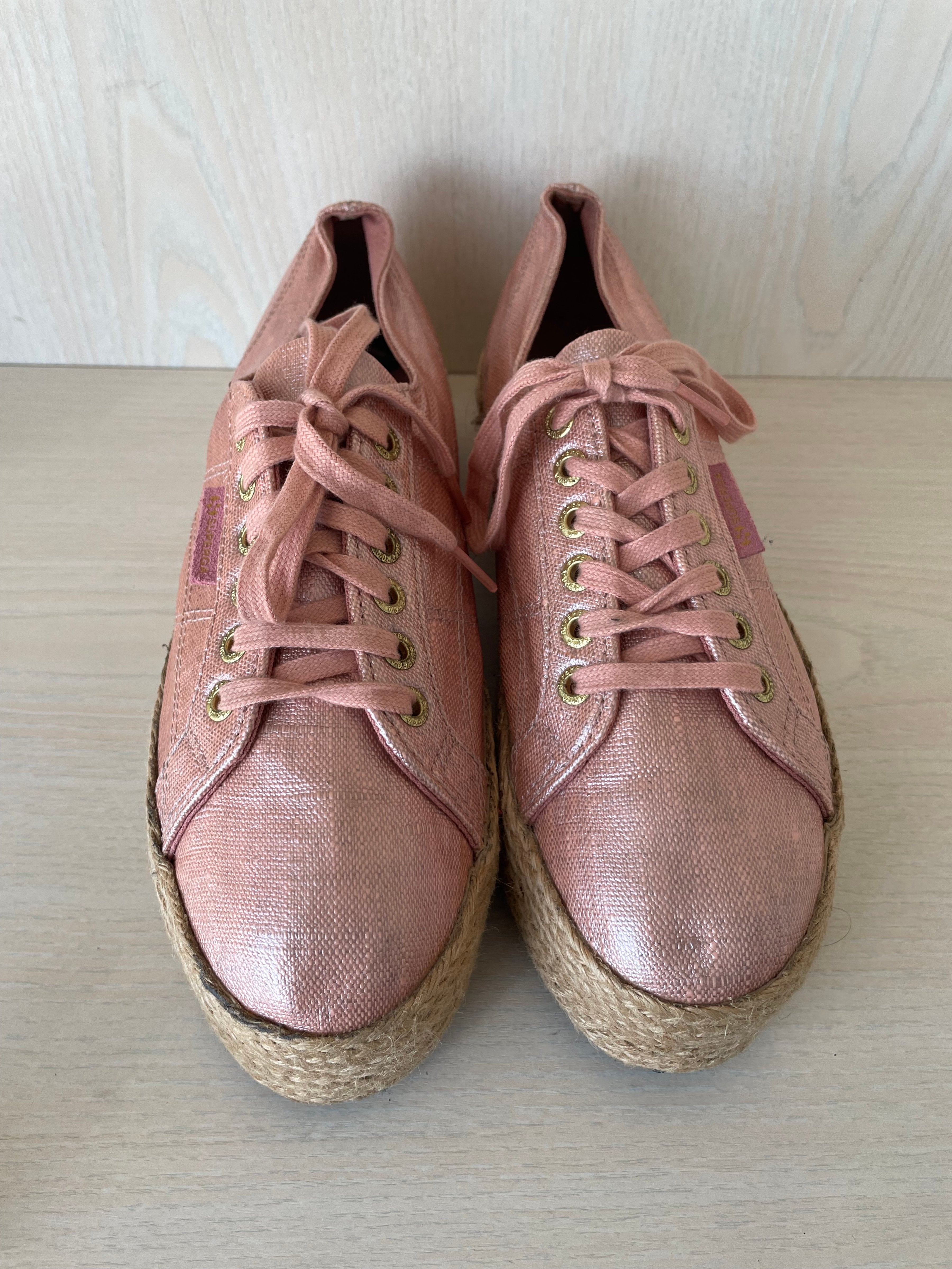 Superga 2790 Rope Metallic Platform Sneakers, Rose Gold, EU 42, Good Condition