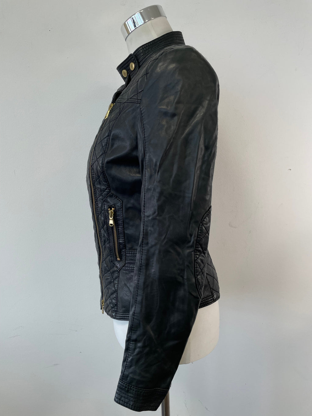 Schyia gesteppte Leder-Bikerjacke, Schwarz, Größe ?, Sehr Gut
