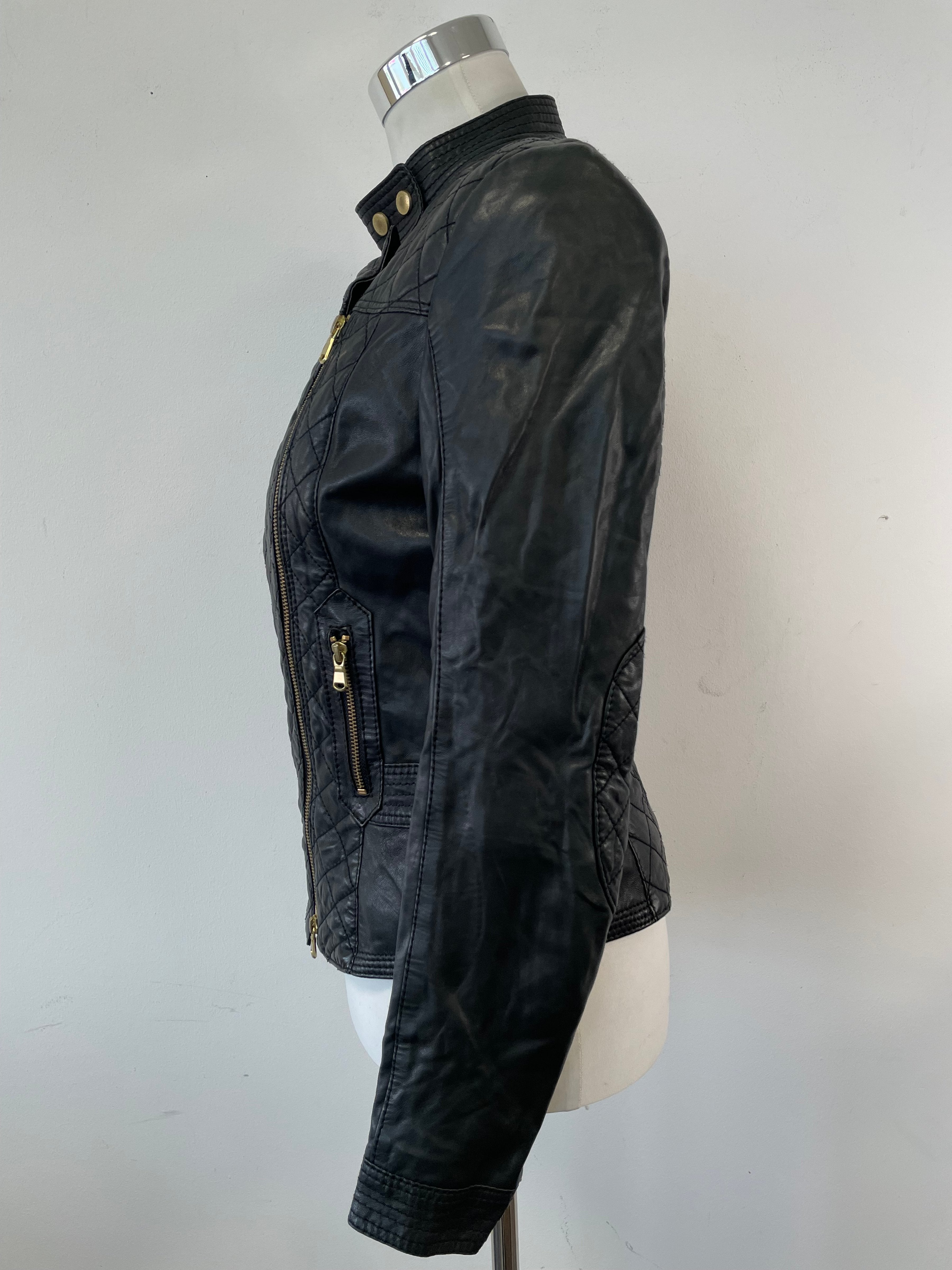 Schyia gesteppte Leder-Bikerjacke, Schwarz, Größe ?, Sehr Gut