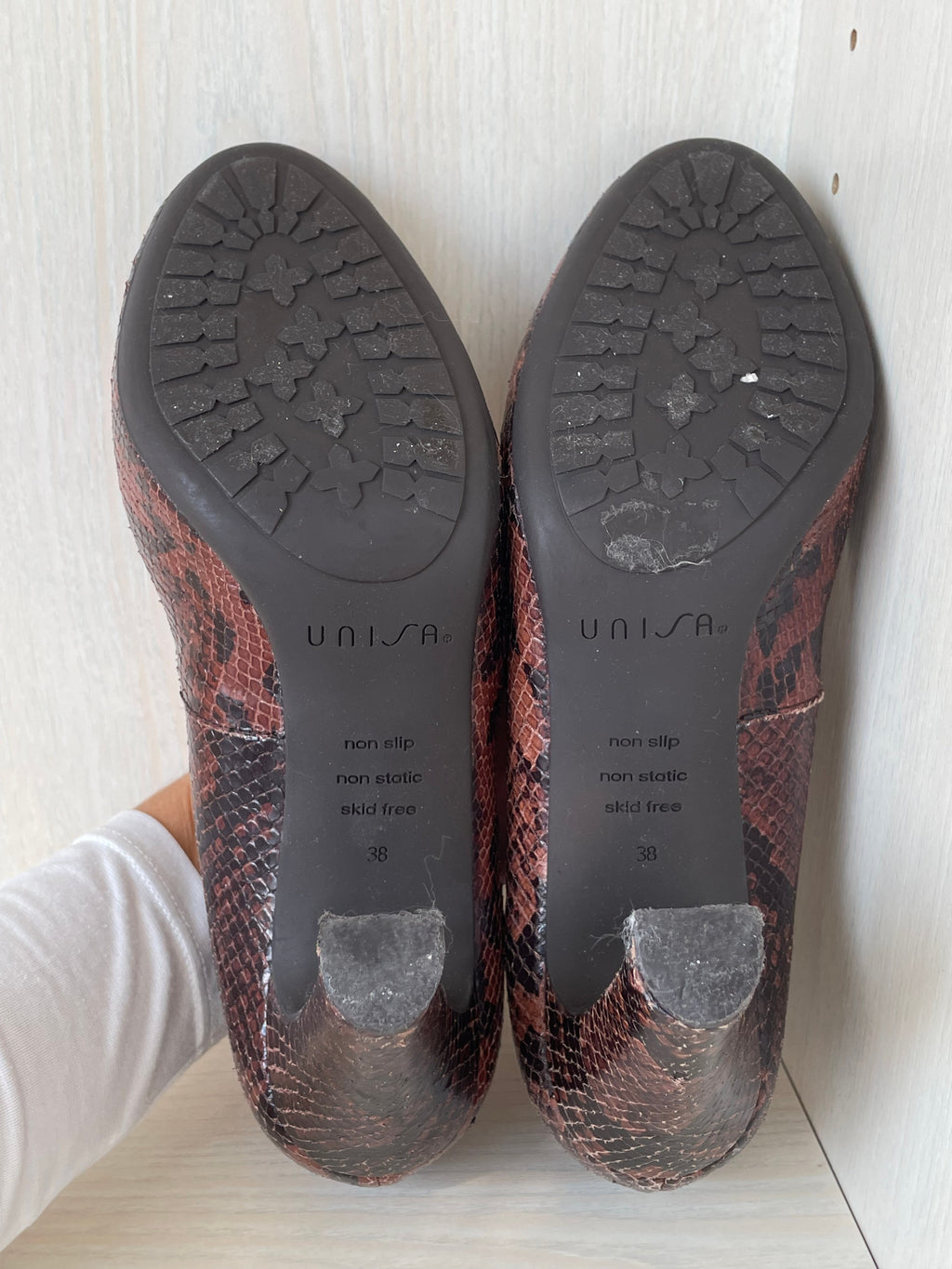 Unisa Brown Multi Snakeskin Pumps, Size 38 EU, Very Good Condition