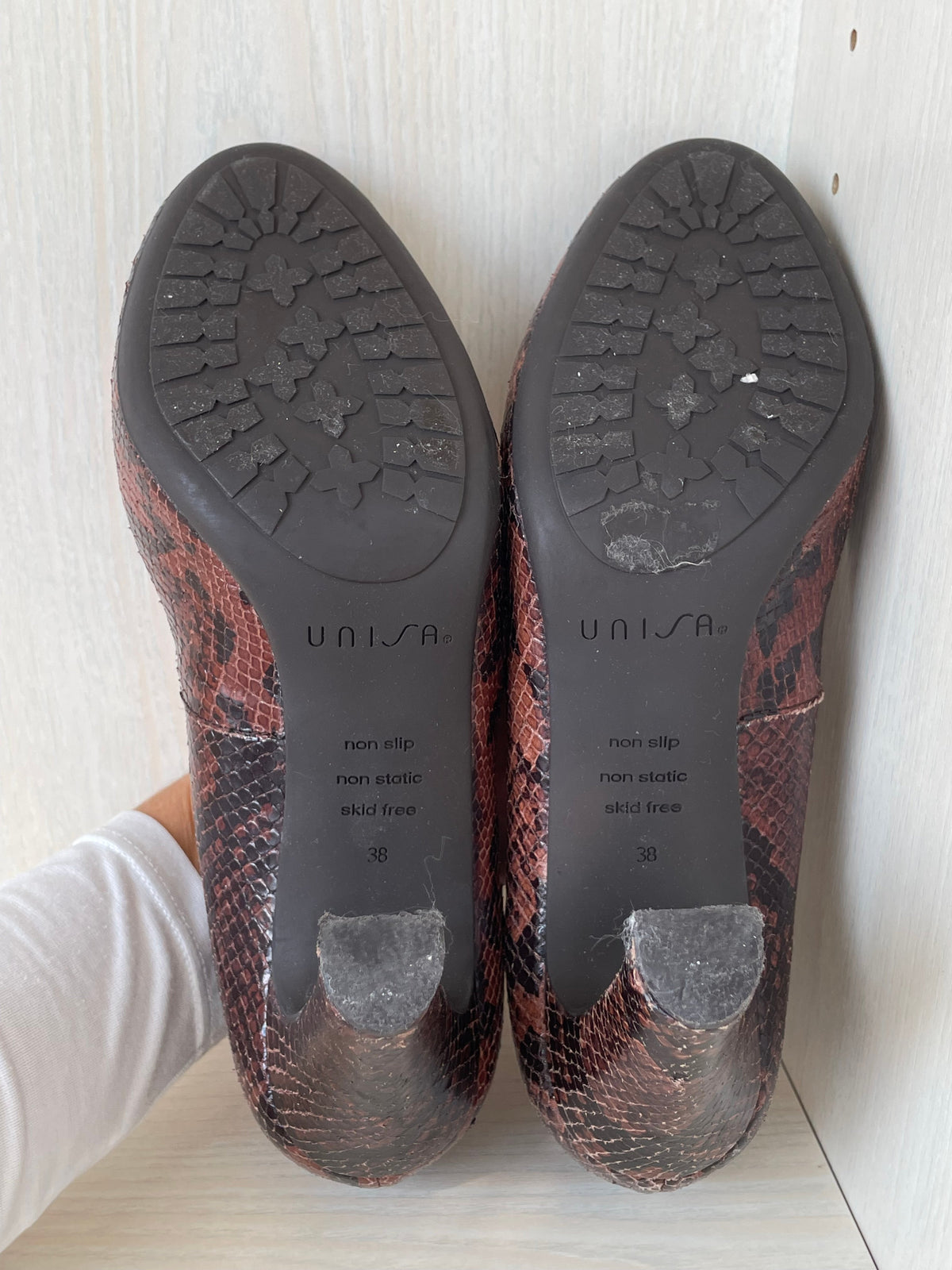 Unisa Brown Multi Snakeskin Pumps, Size 38 EU, Very Good Condition