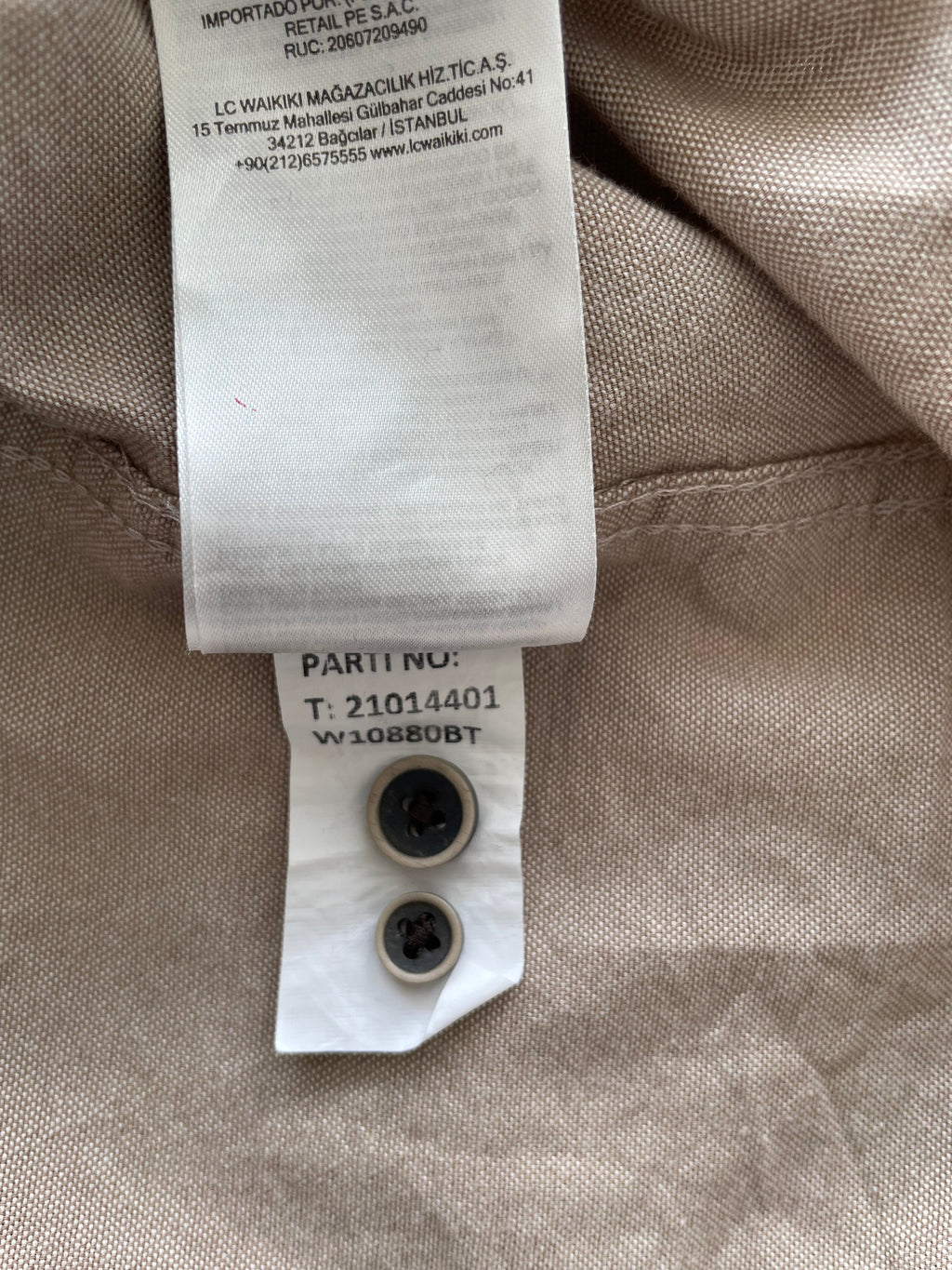LC Waikiki Beige Slim Fit Shirt, 2XL, Very Good Condition